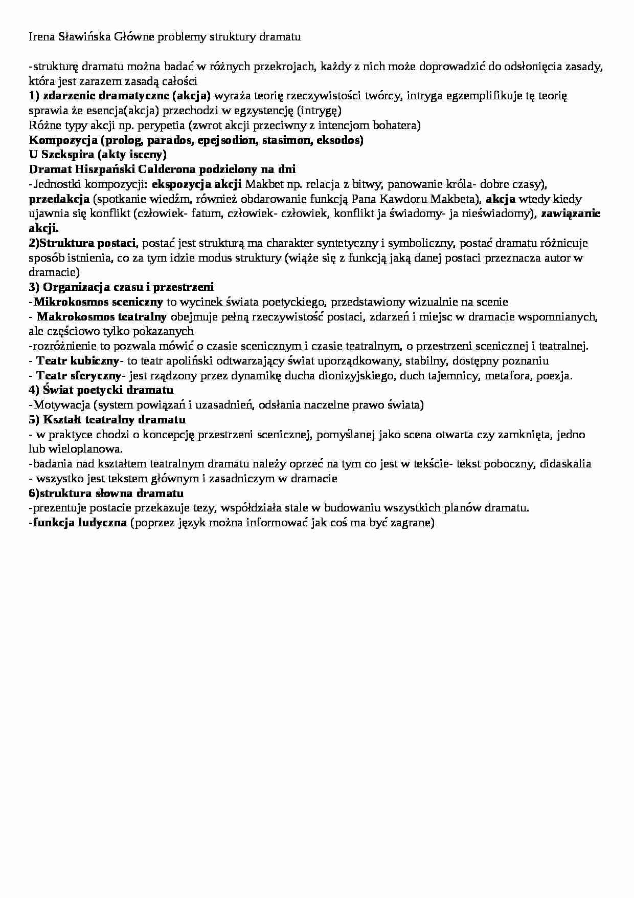 Główne problemy struktury dramatu - strona 1