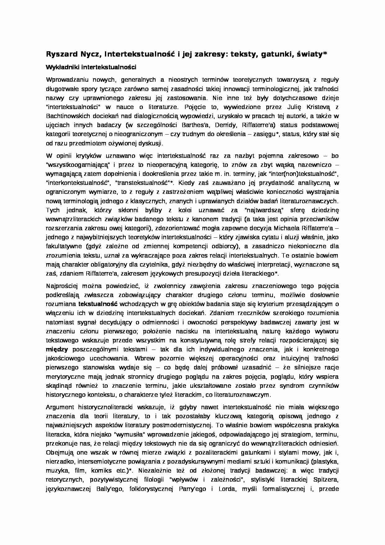 A. Nycz- Wykładniki intertekstualności - strona 1