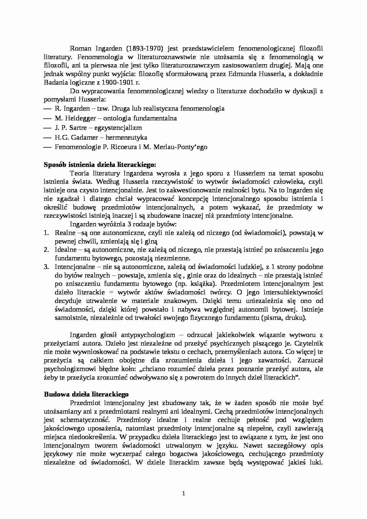 Z teorii dzieła literackiego - strona 1