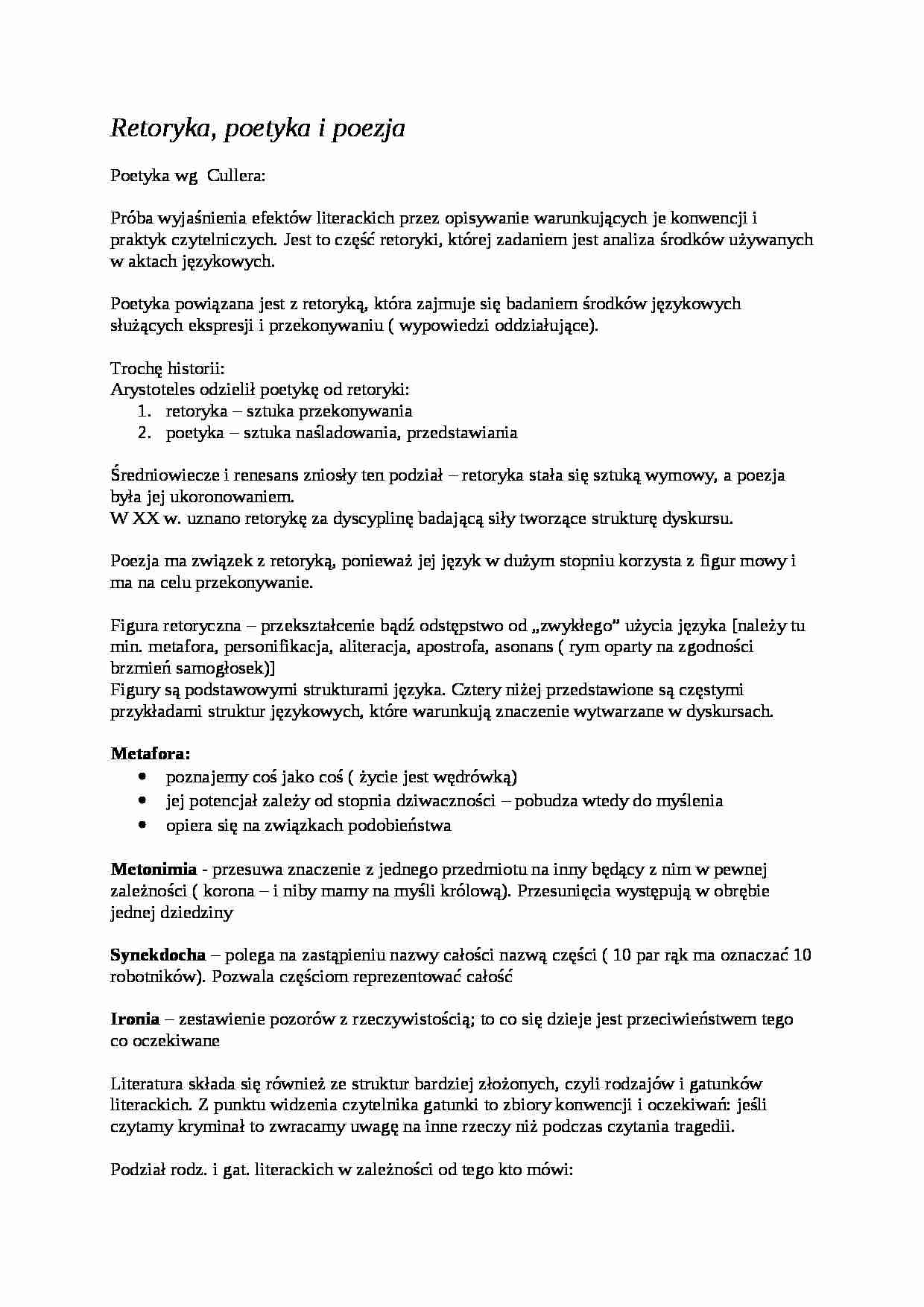 Poetyka i poezja według  Cullera - strona 1