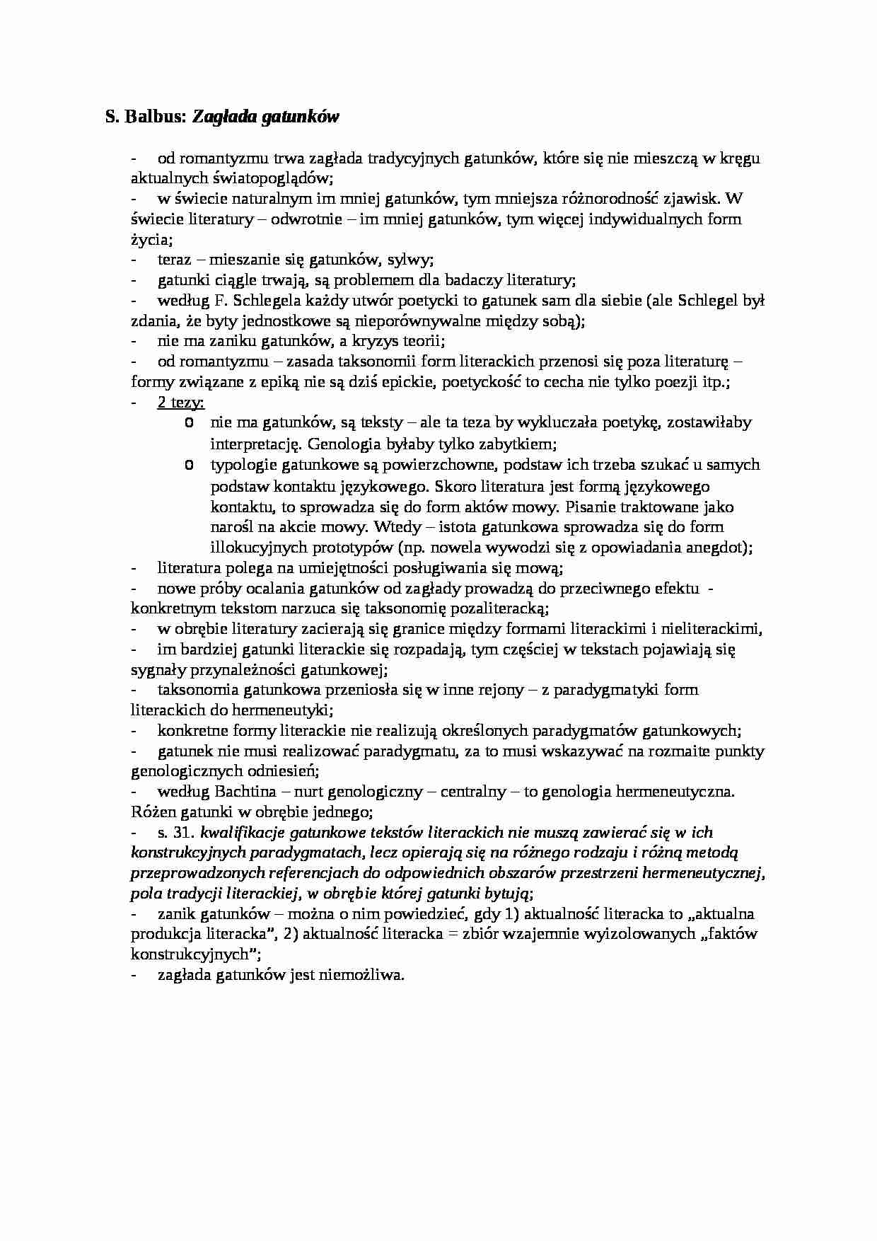 A. S. Balbus - Zagłada gatunków - strona 1