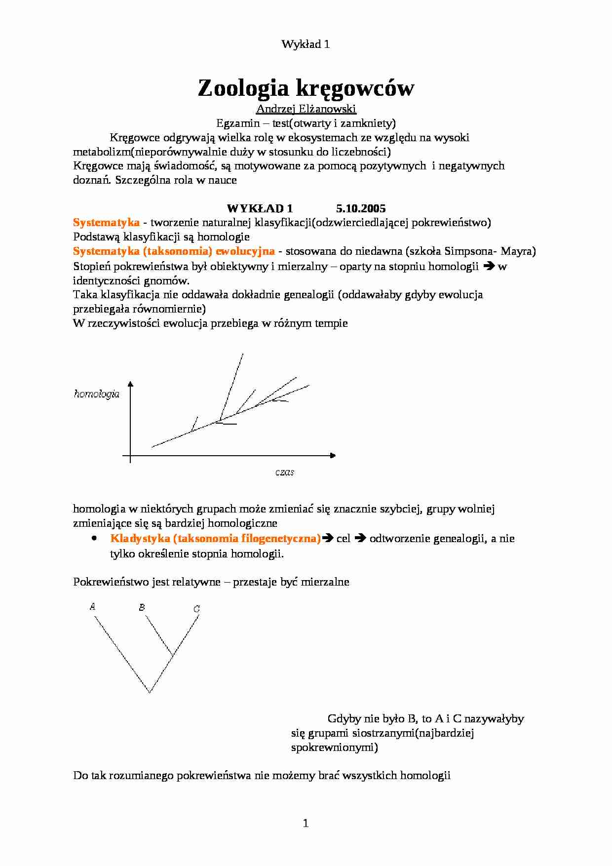 Zoologia kręgowców - egzamin - strona 1