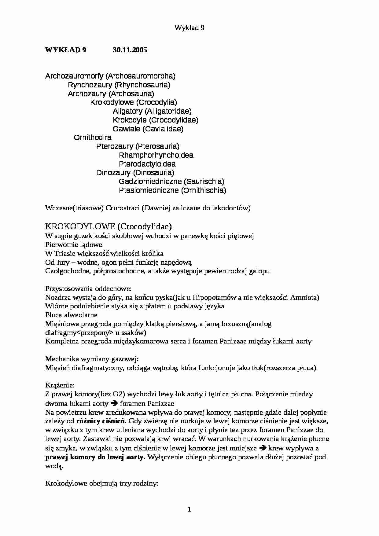 Zoologia kręgowców - wykład 9 - strona 1