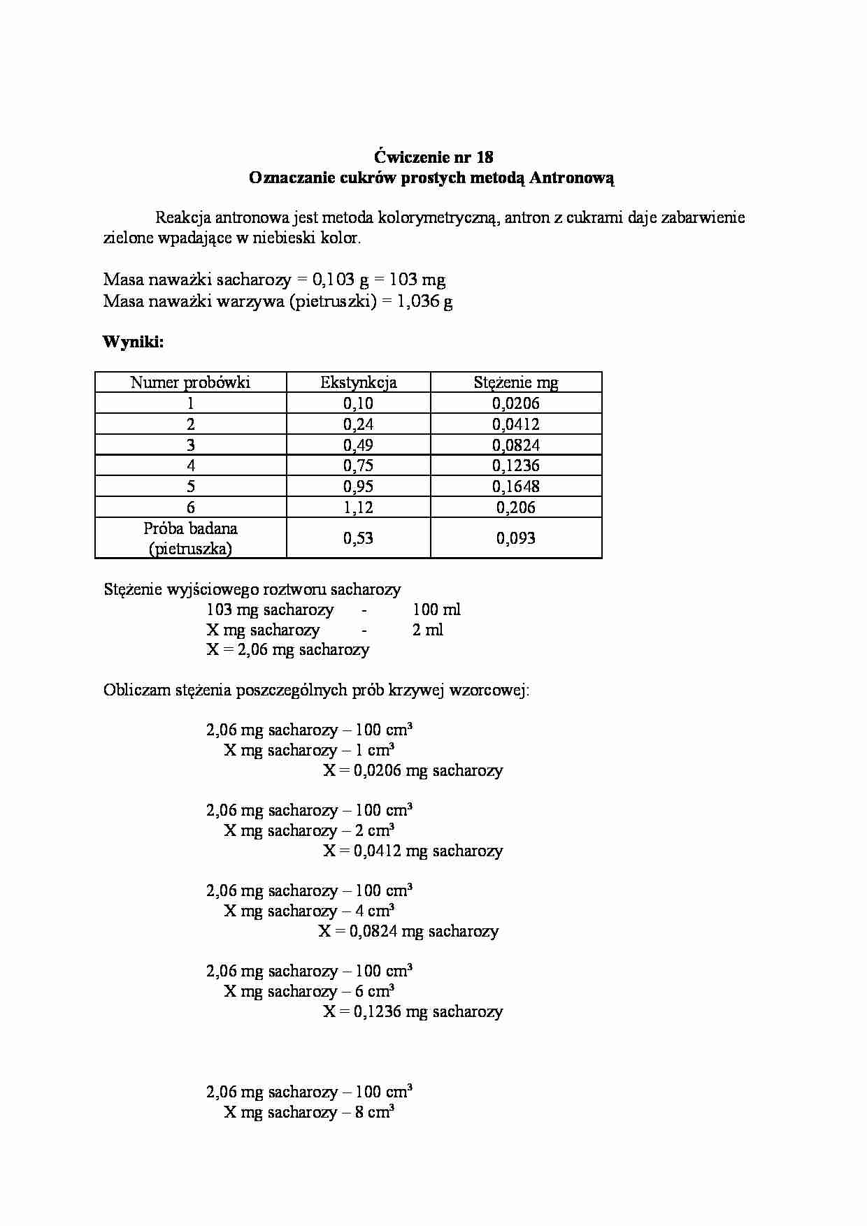 Oznaczanie cukrów prostych metodą Astronową - strona 1