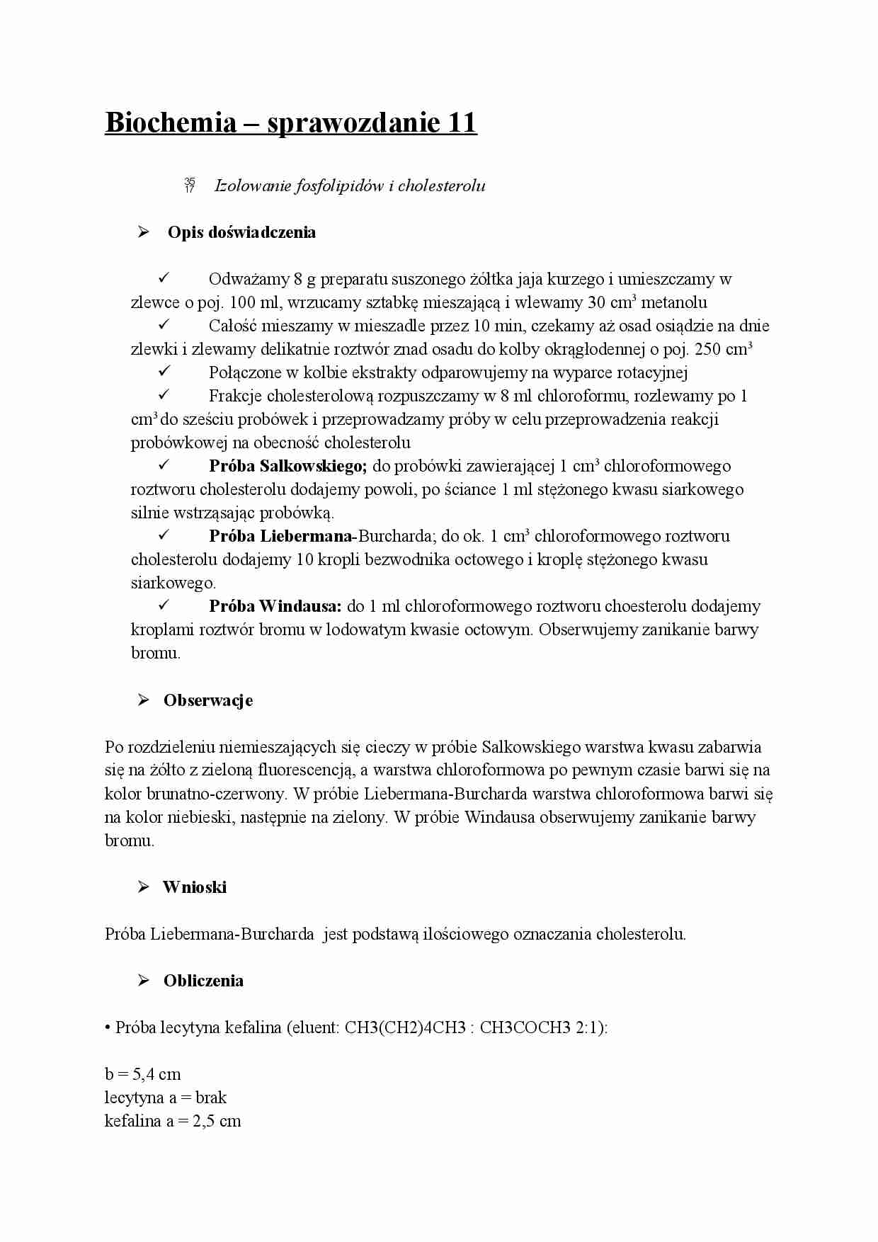 Izolowanie fosfolipidów i cholesterolu - strona 1