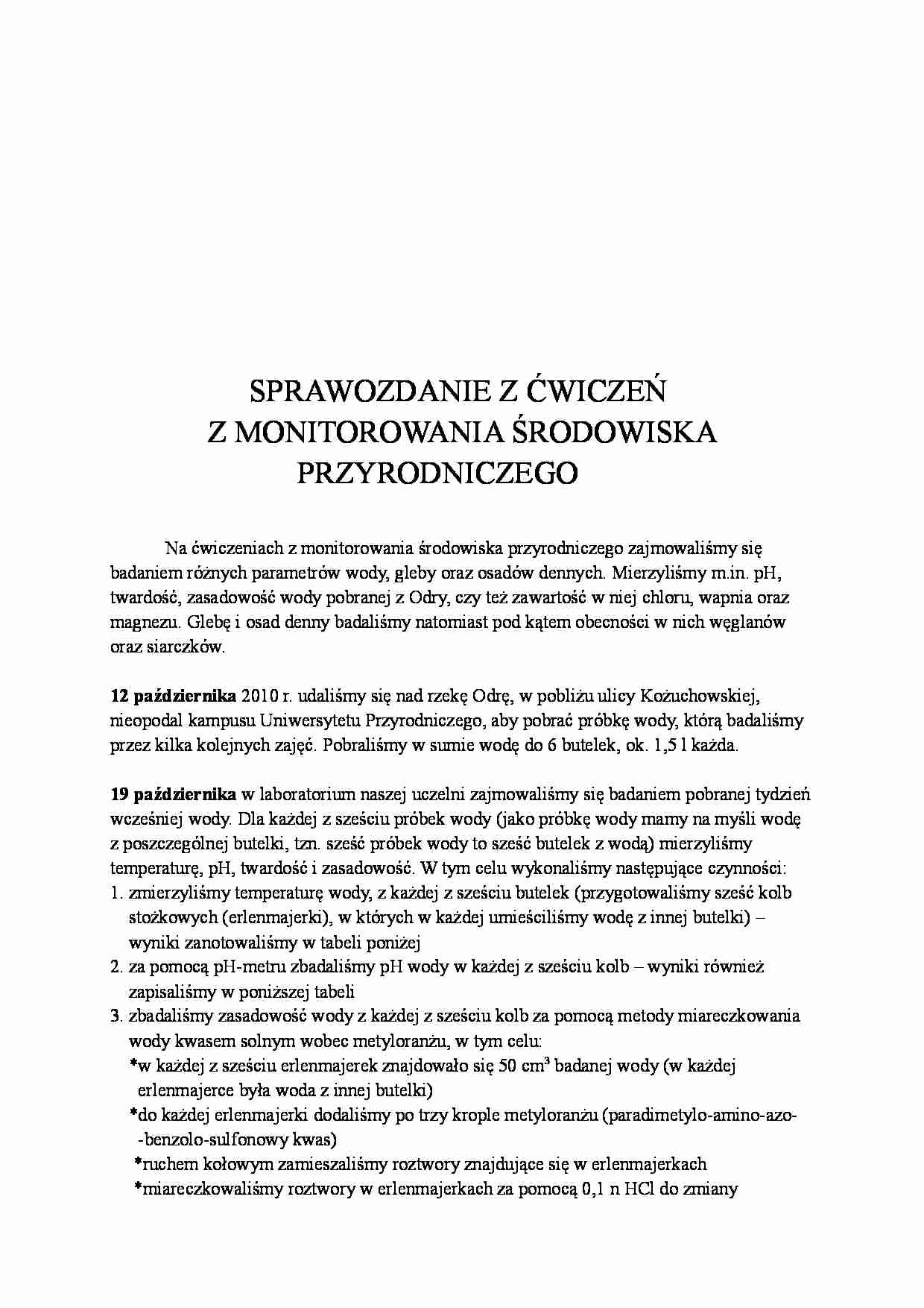 Sprawozdanie z monitorowania środowiska przyrodniczego - strona 1