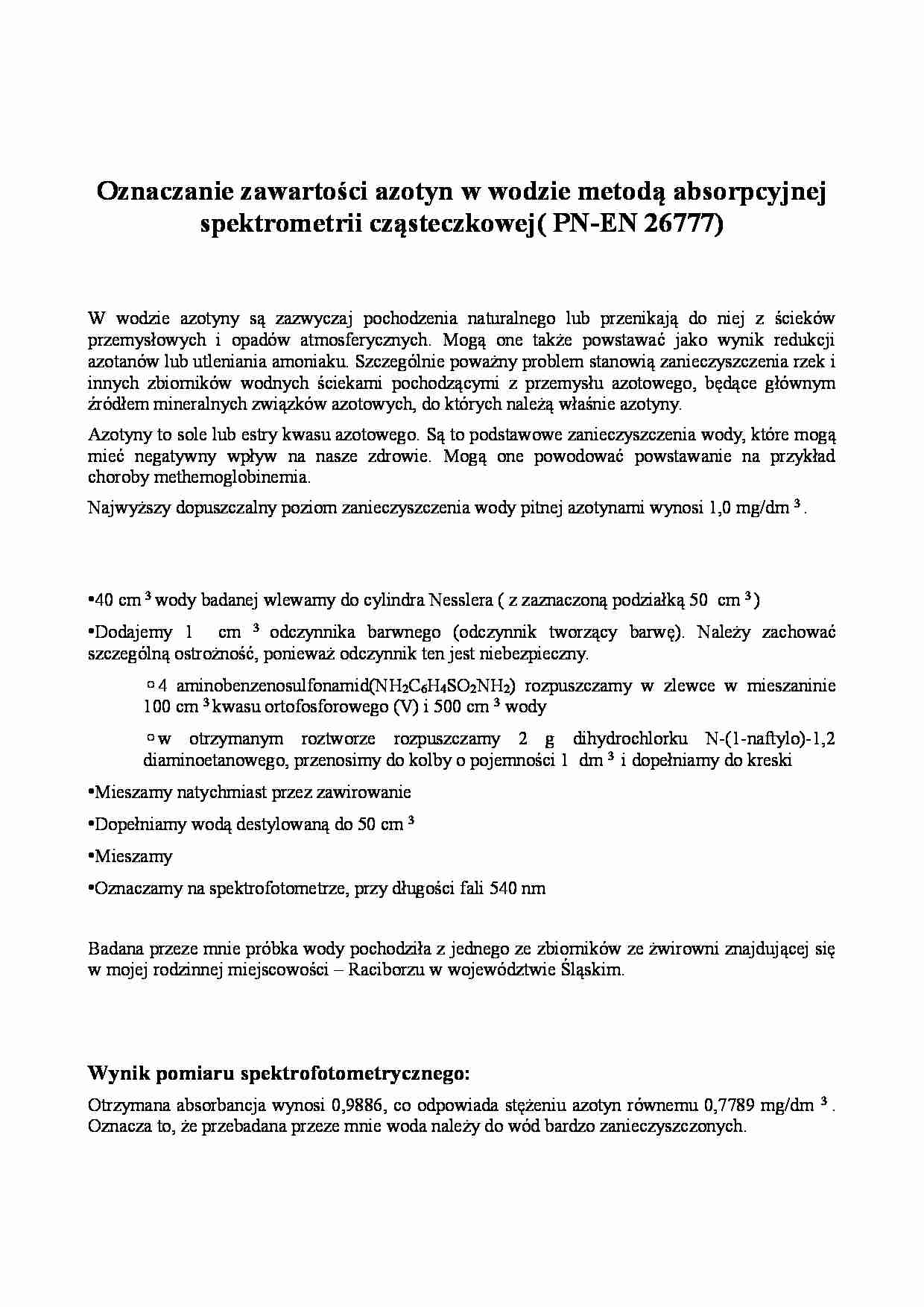 Sprawozdanie pierwsze, Azotyny - strona 1