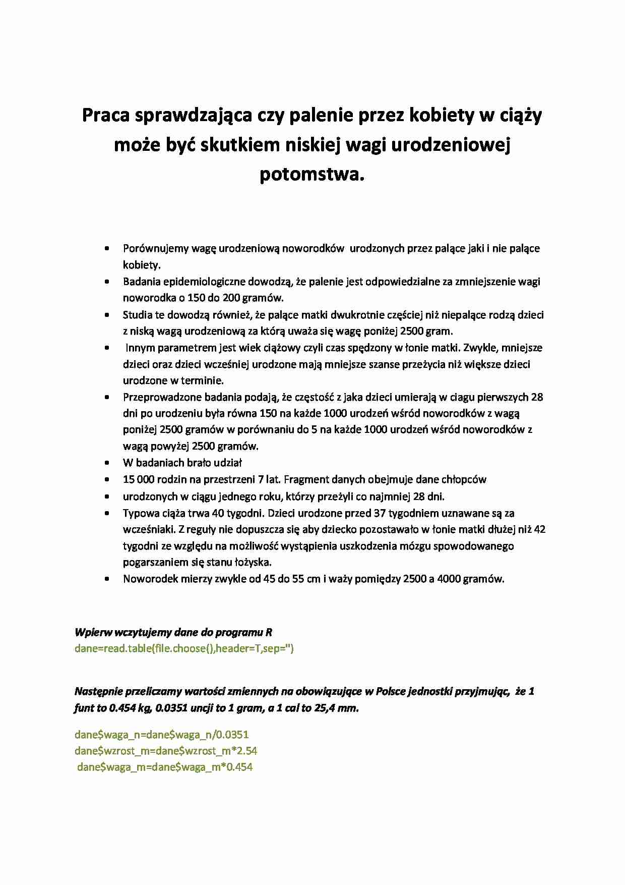 Sprawozdanie o palących matkach - strona 1