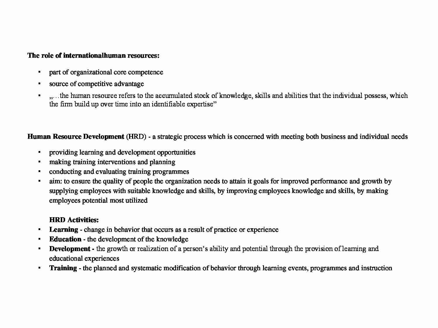 The role of international human resources - strona 1