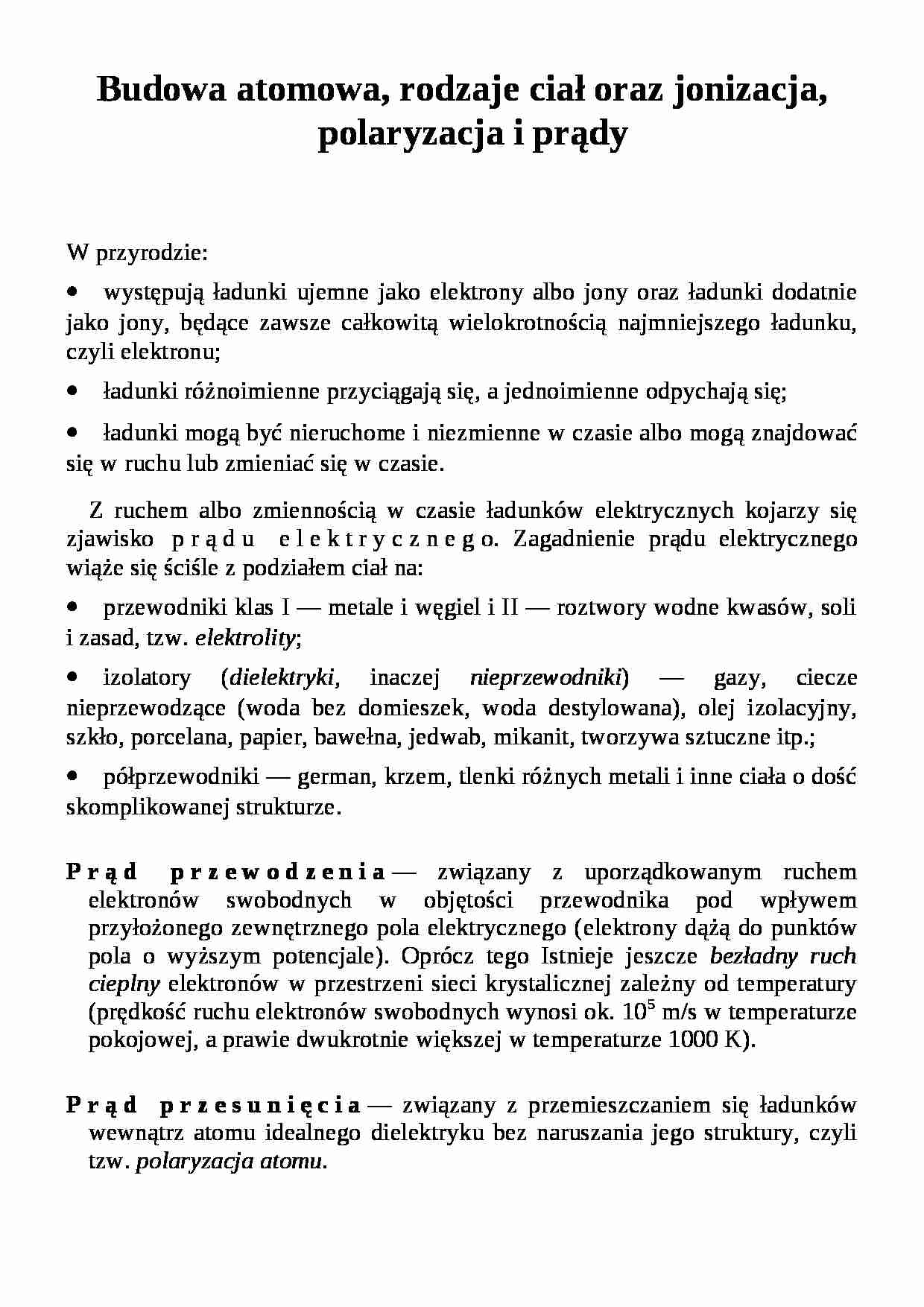 Budowa atomowa, rodzaje ciał, jonizacja - strona 1