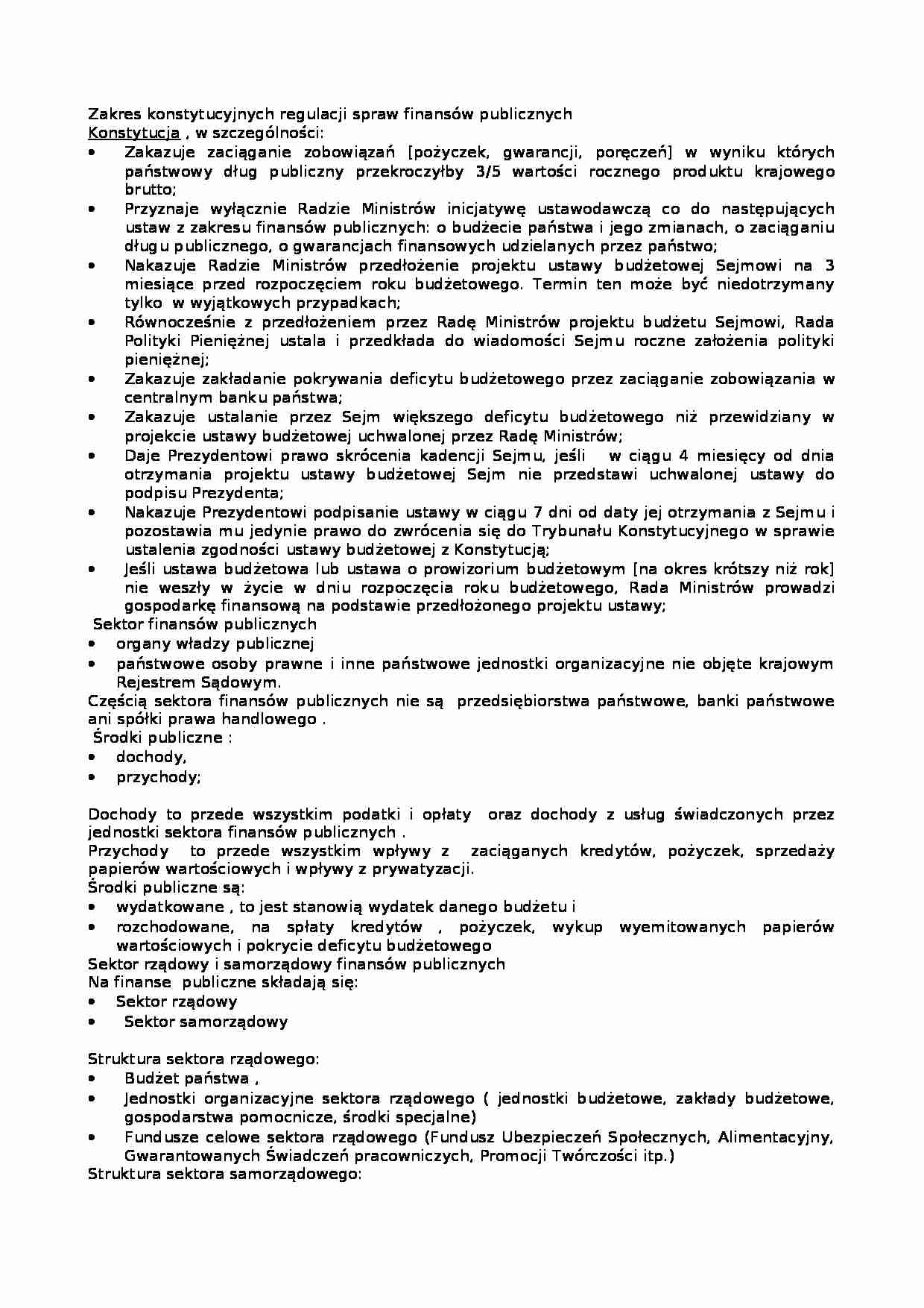 Regulacje spraw finansów publicznych - strona 1
