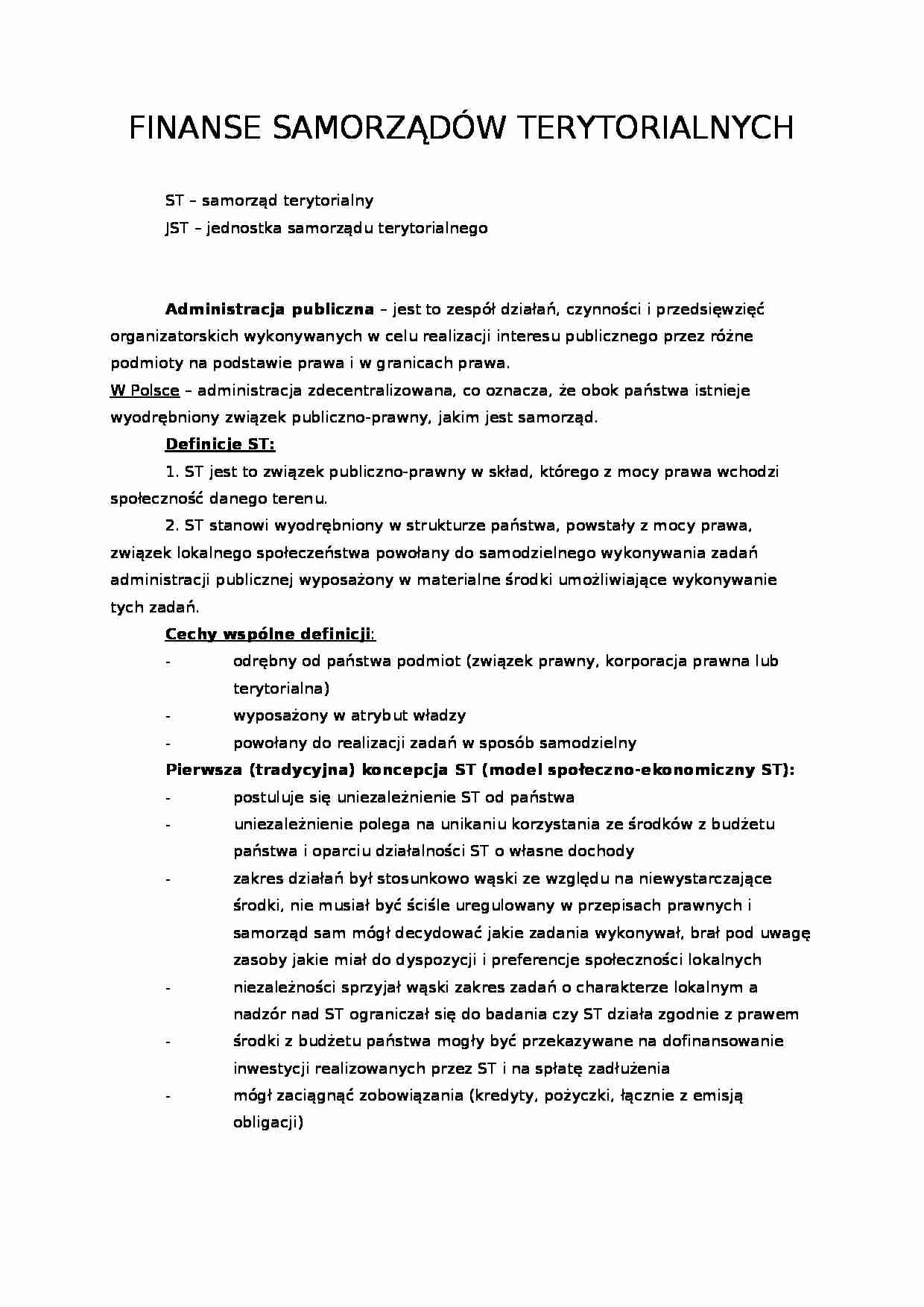 Finanse samorządów terytorialnych - strona 1