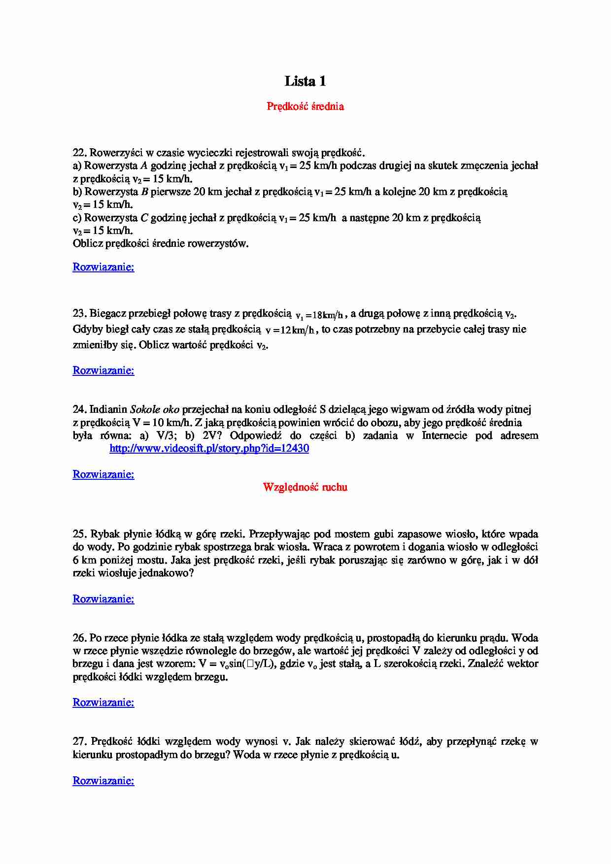 Fizyka - zadania - prędkość średnia - strona 1