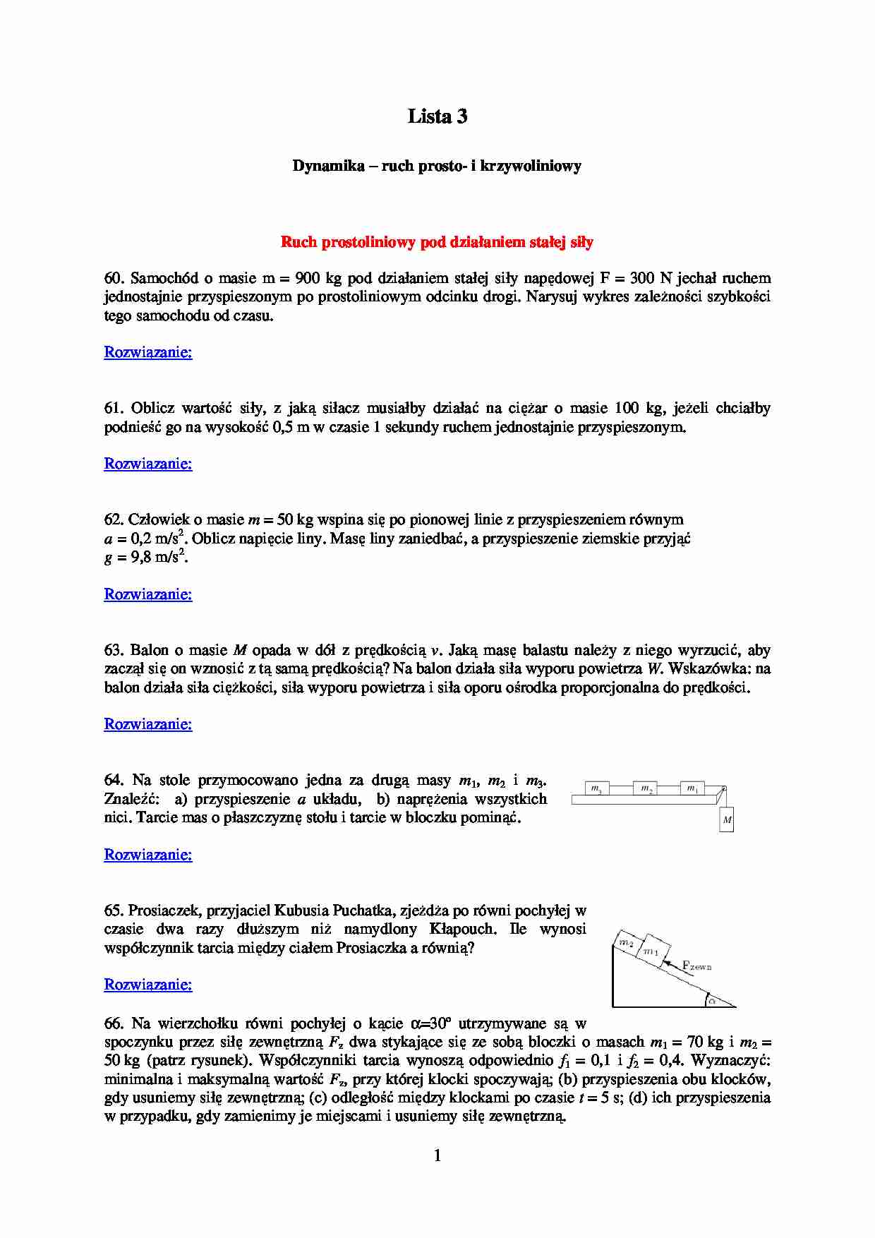 Dynamika - zadania 3 - strona 1