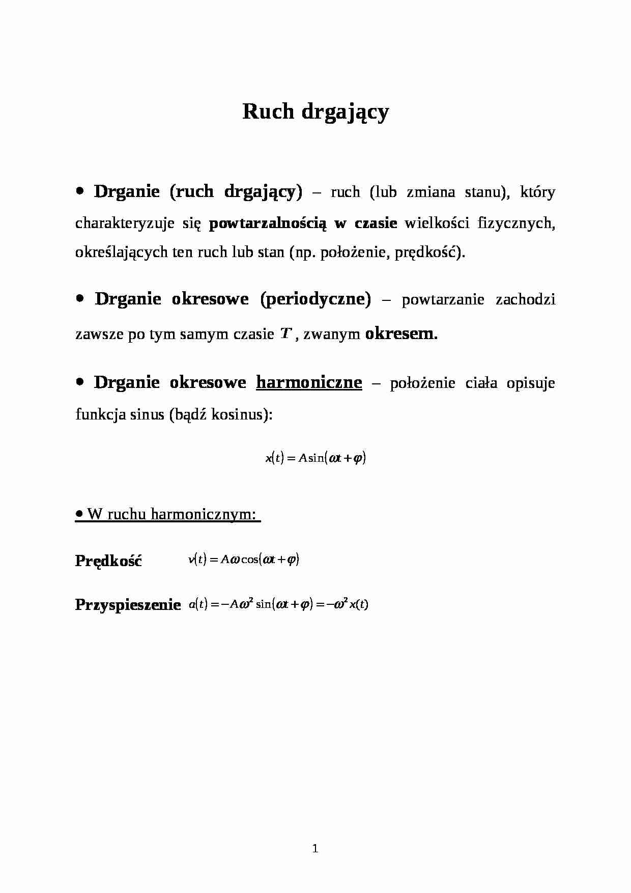 Ruch drgający w fizyce - strona 1