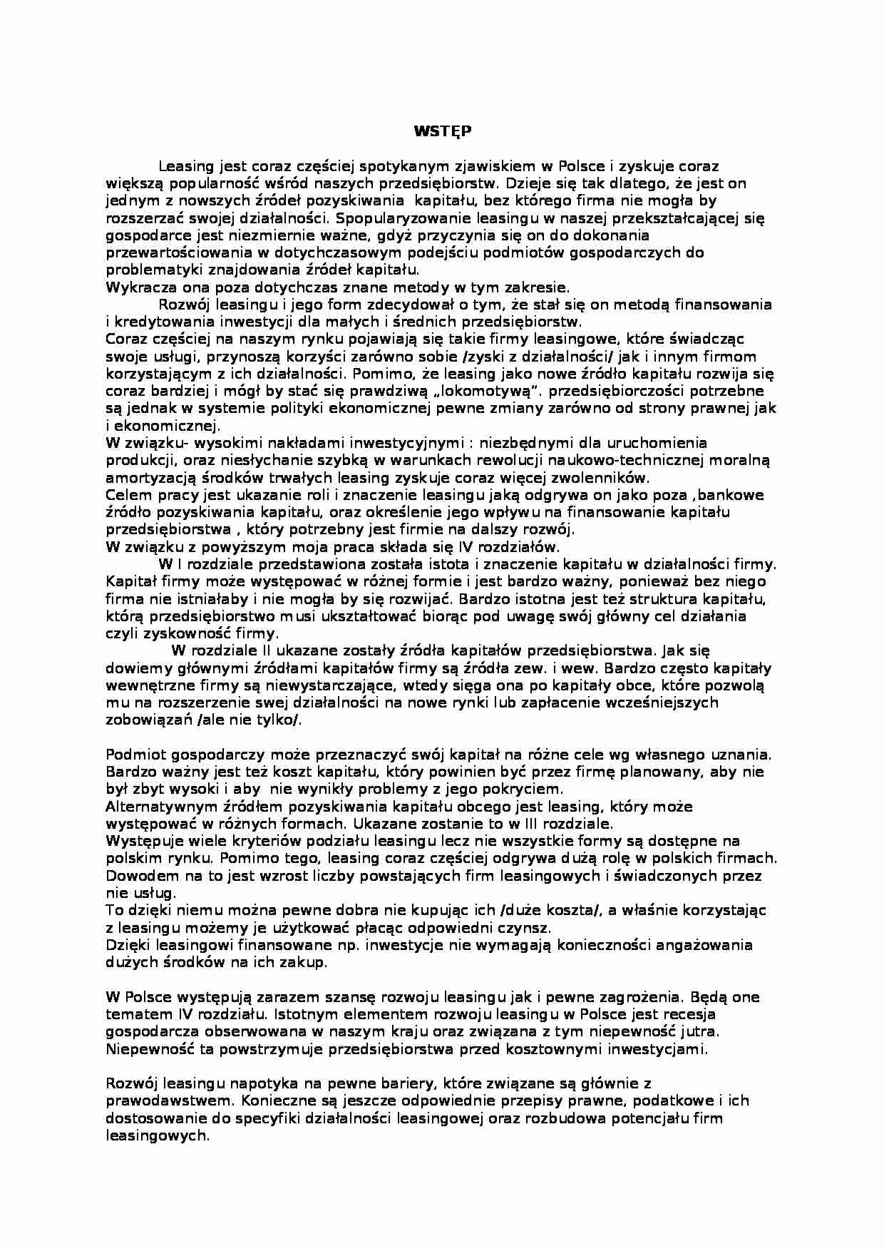 Finanse przedsiębiorstw - leasing - strona 1