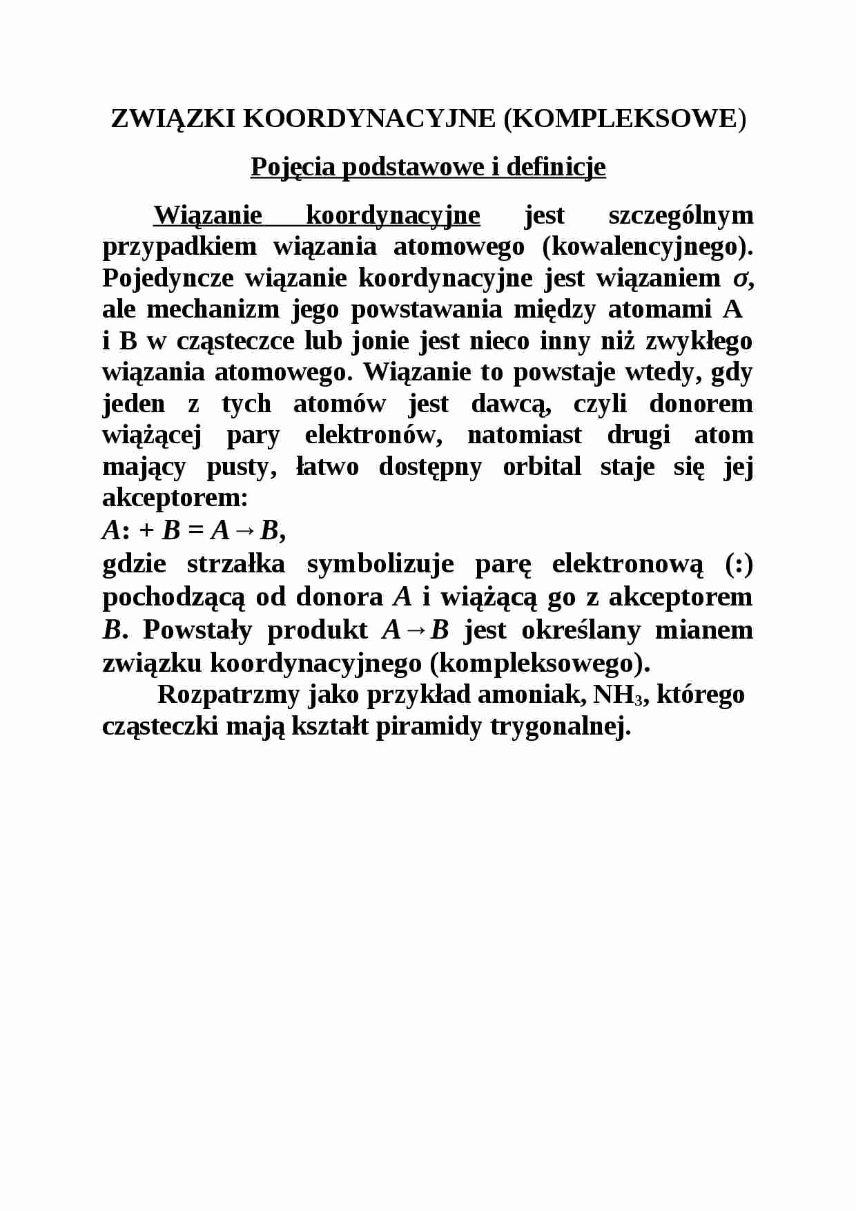 Związki kompleksowe/koordynacyjne - strona 1
