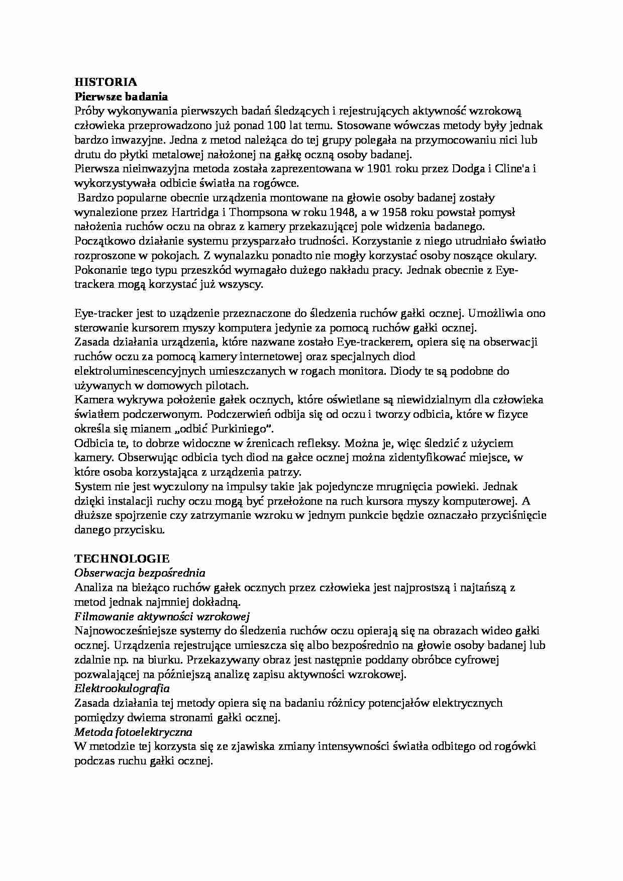 Eye tracker - historia - strona 1