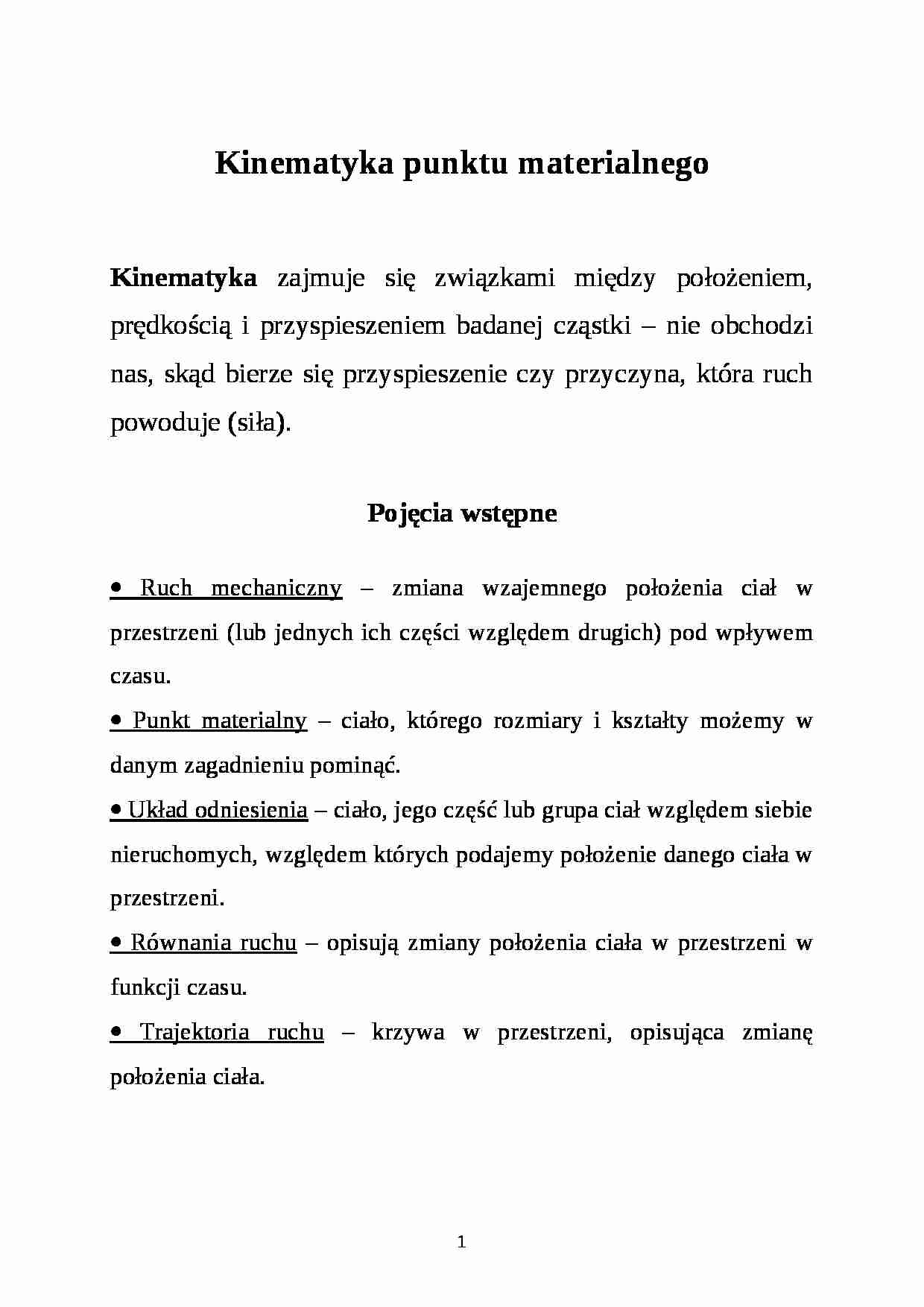 Kinematyka punktu materialnego - strona 1