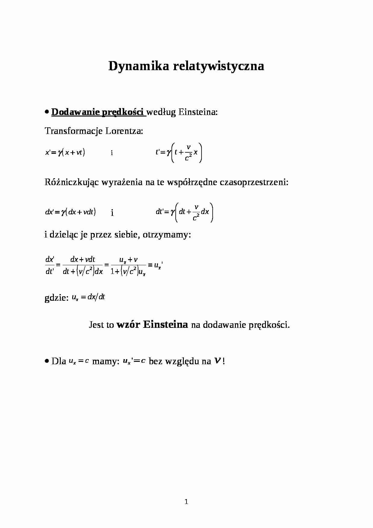 Dynamika i prąd relatywistyczne - strona 1