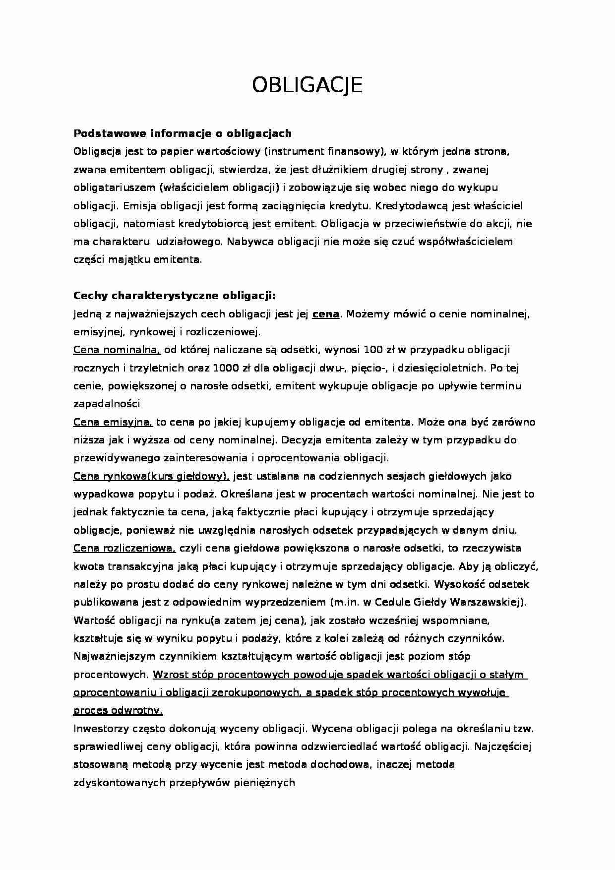 Obligacje - rynek kapitałowy - strona 1