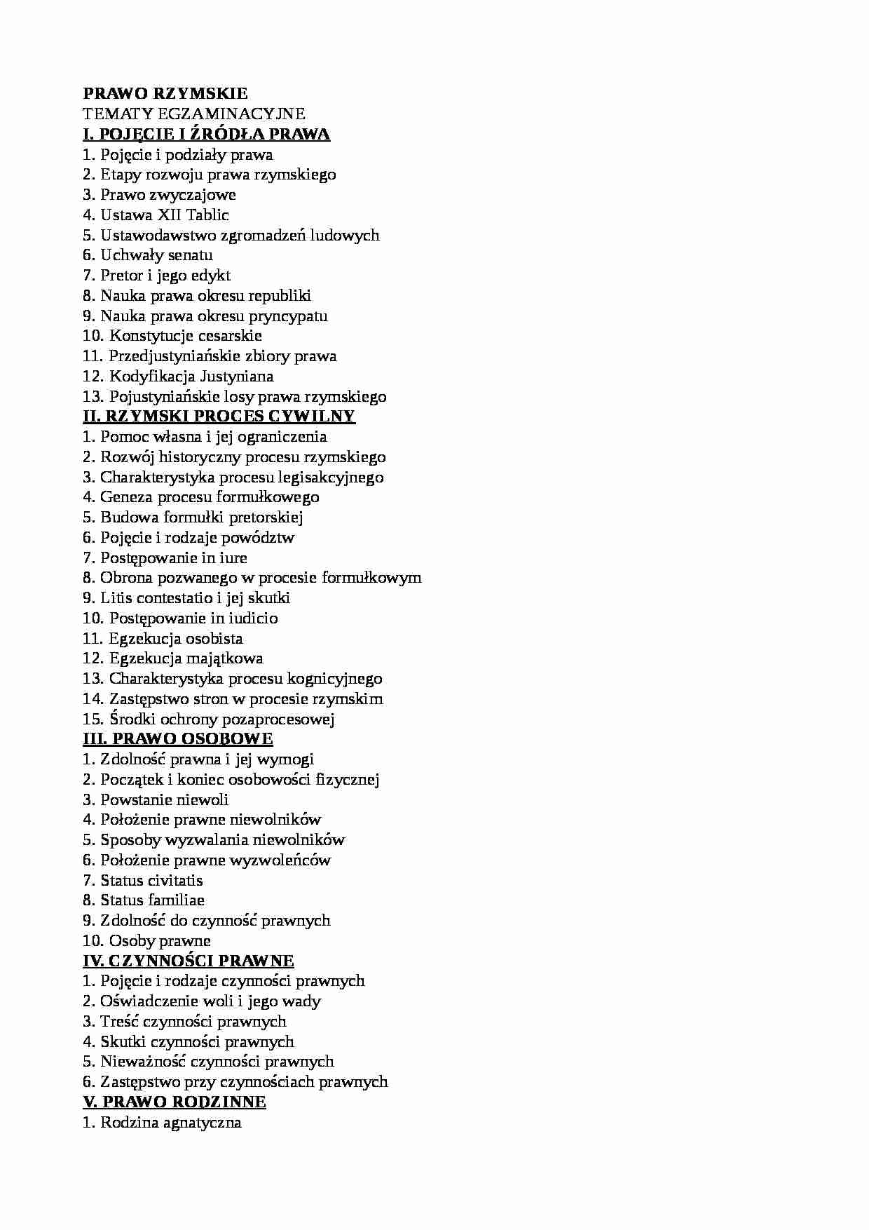 Egzamin - prawo rzymskie - strona 1