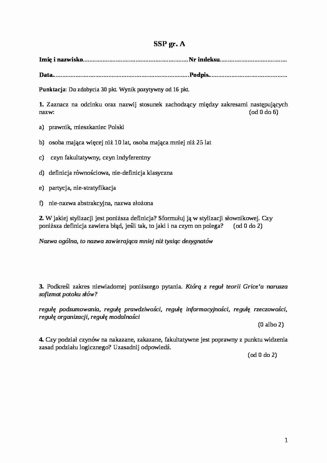 Logika dla prawników - egzamin - strona 1