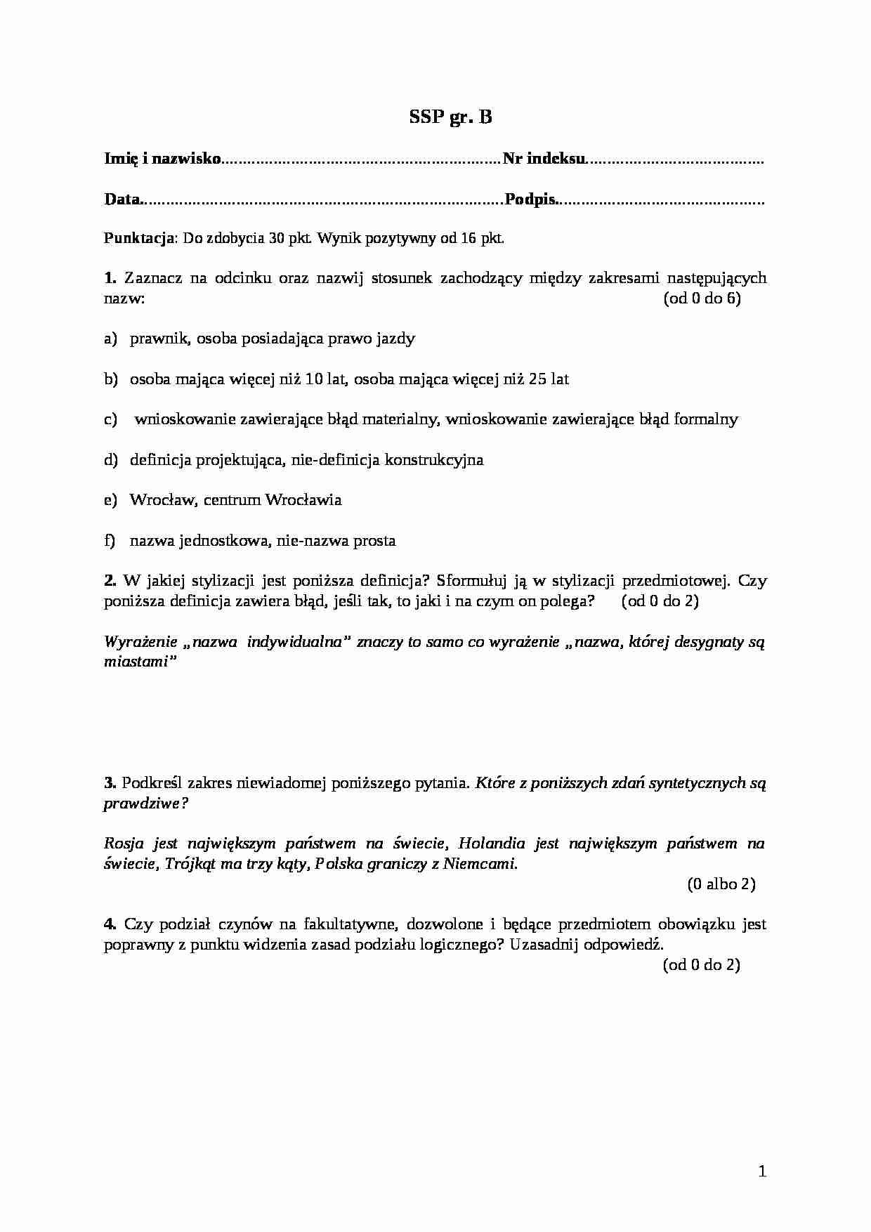 Logika dla prawników - egzamin 2 - strona 1