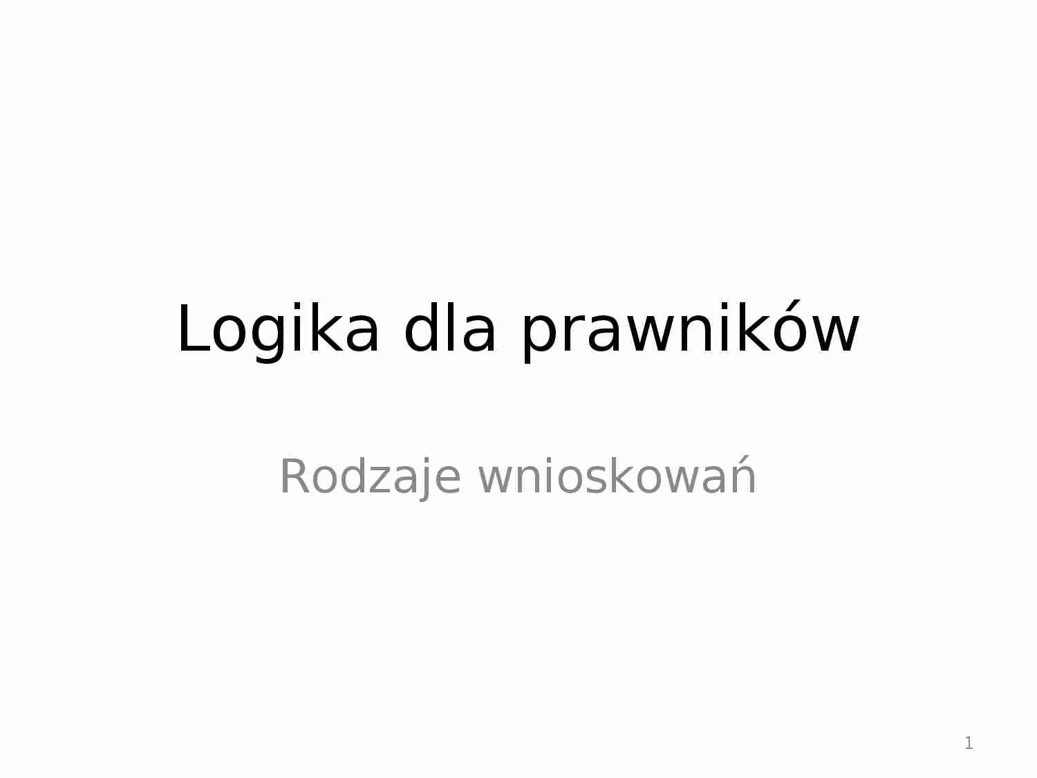 Logika dla prawników - rodzaje wnioskowań - strona 1