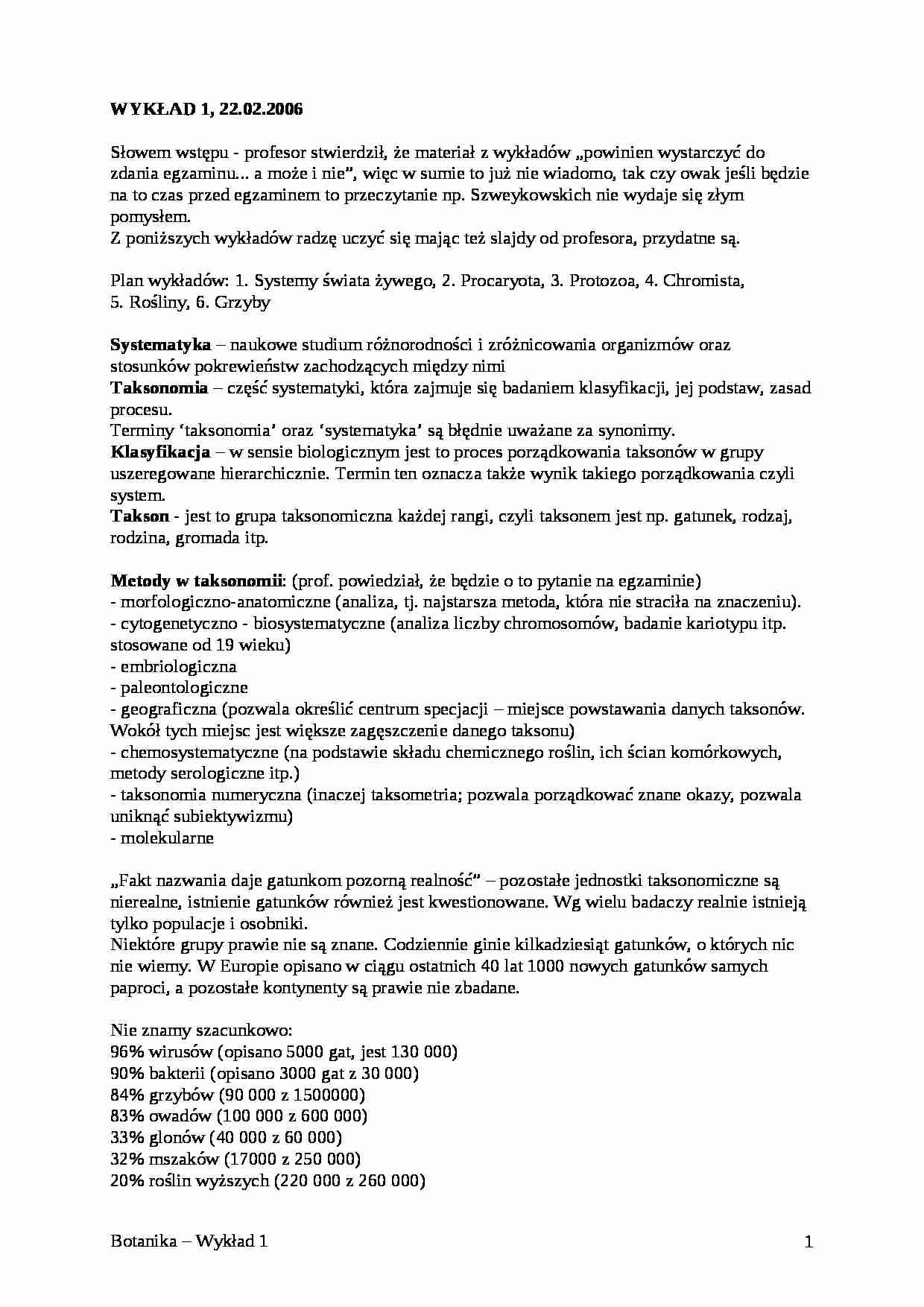 Botanika - wykład 1 - strona 1