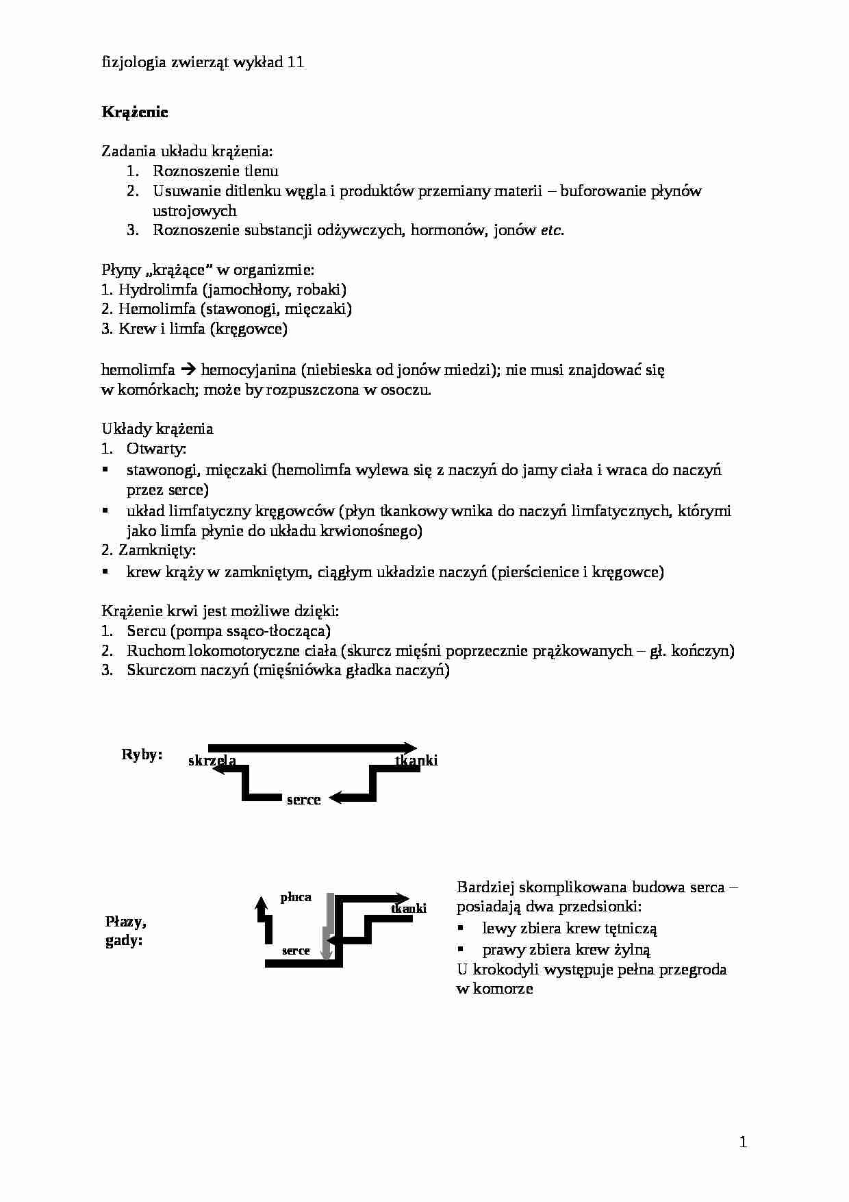 Fizjologia zwierząt - krążenie - strona 1