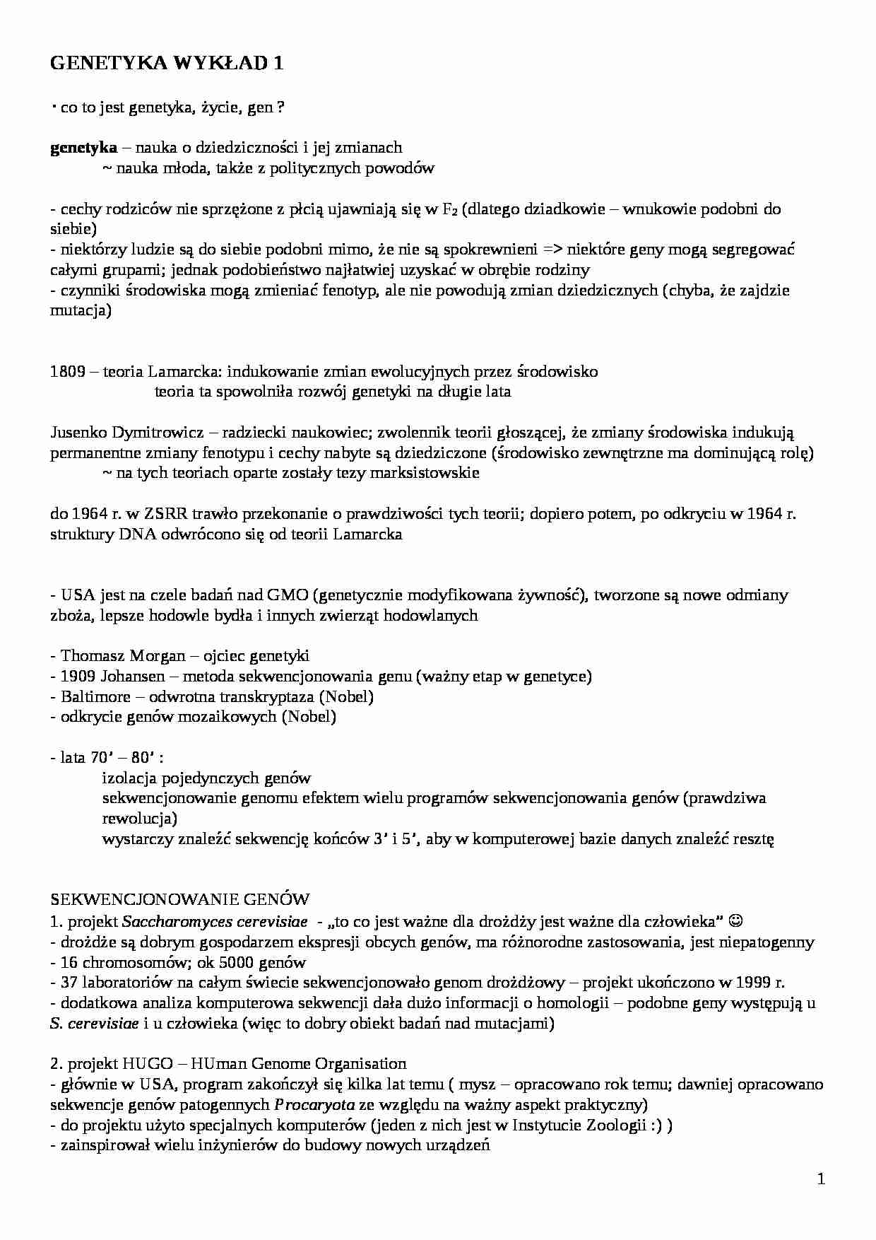 Podstawowe pojęcia z genetyki - strona 1