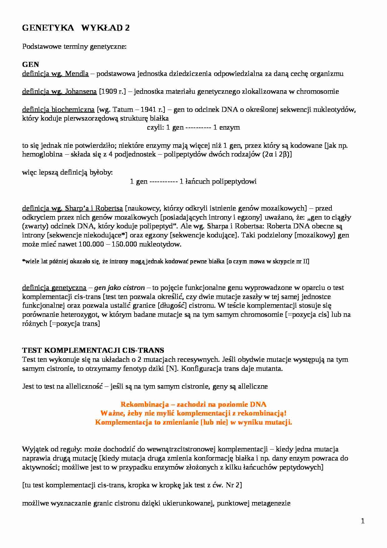 Podstawowe pojęcia z genetyki 2 - strona 1