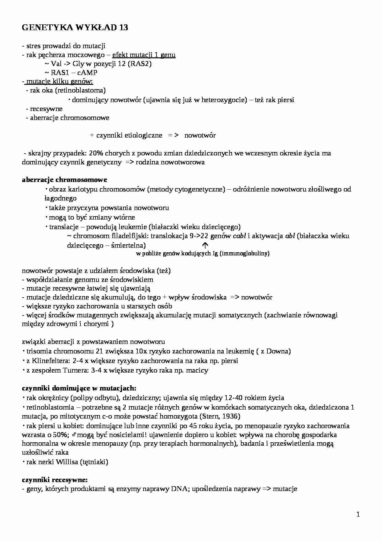 Genetyka - mutacje, aberracje - strona 1