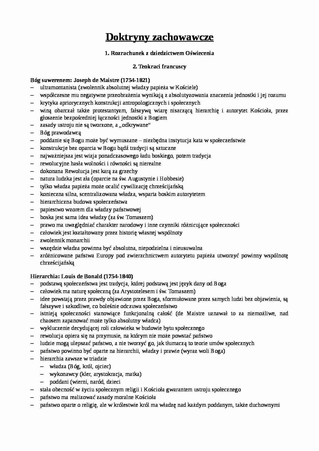 Doktryny zachowawcze, doktryny polityczne - strona 1