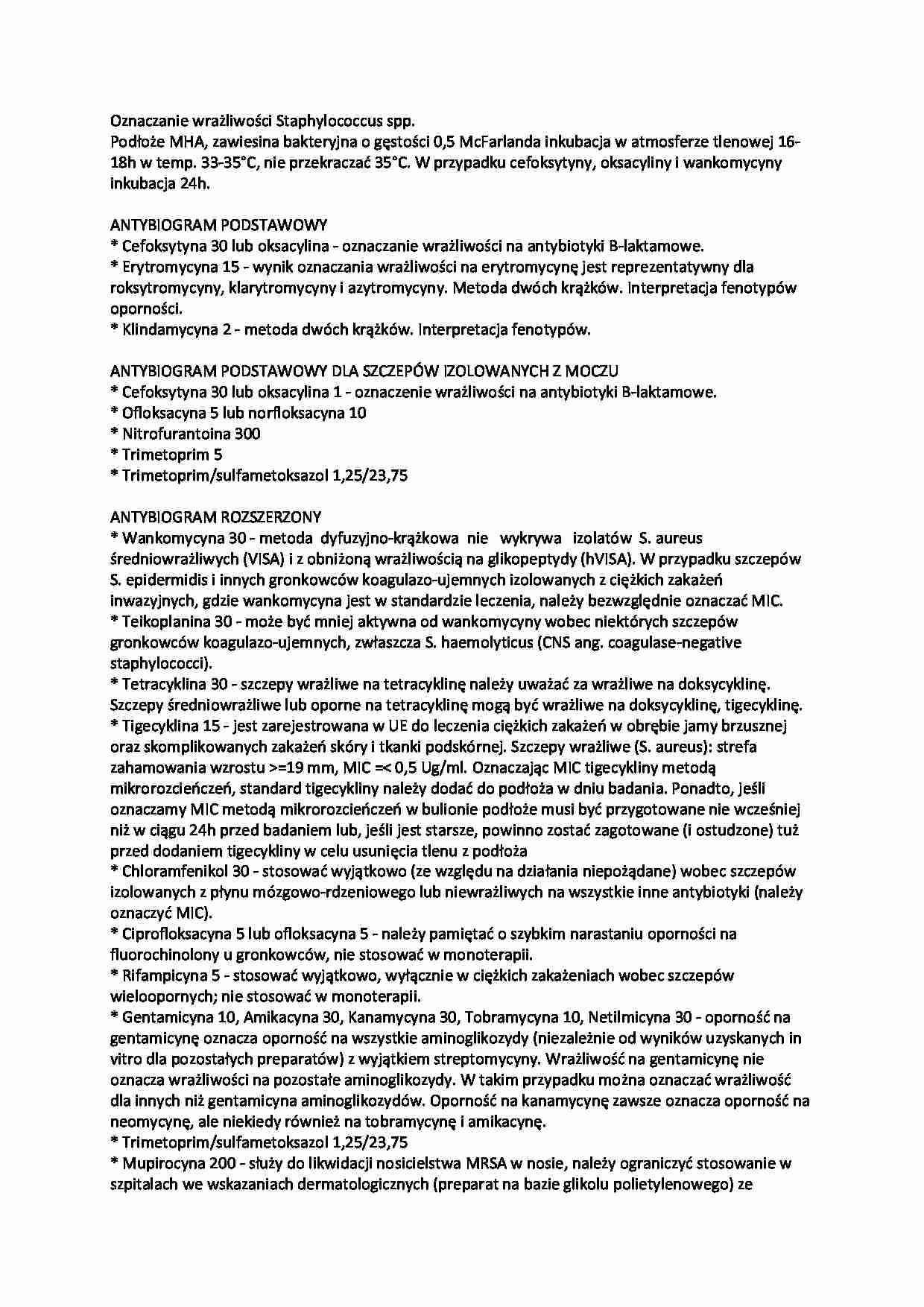 Antybiogram - wykonanie, oznaczenie wrażliwości - strona 1