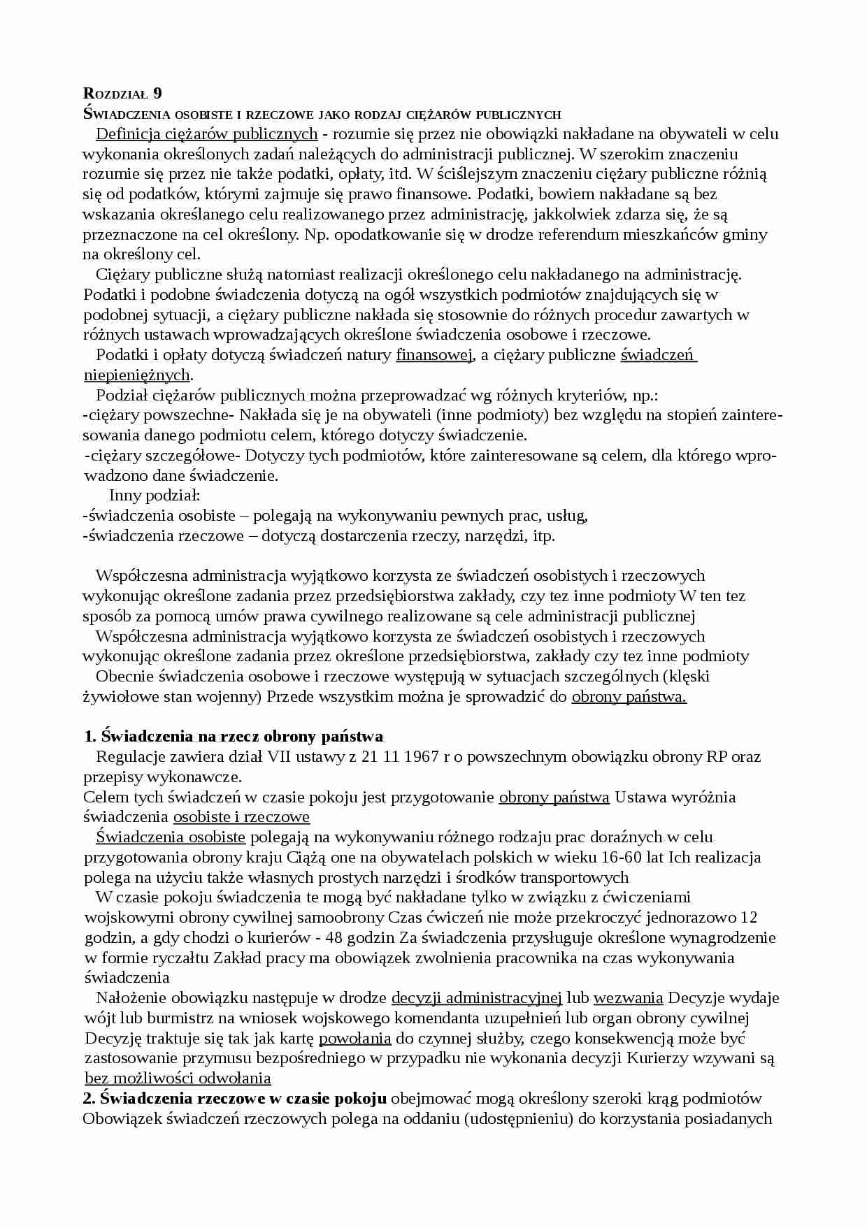 Świadczenia osobiste i rzeczowe - strona 1