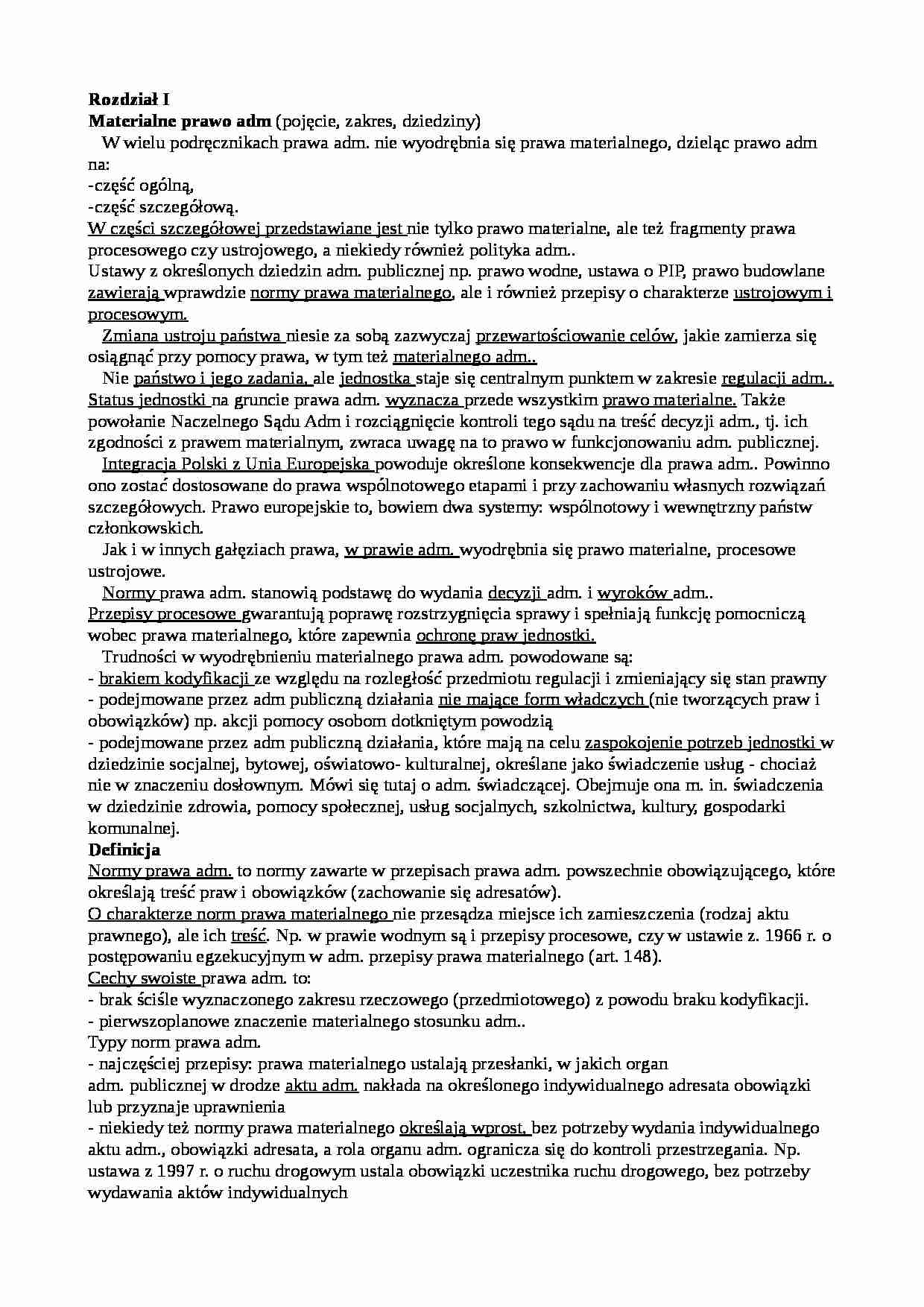 Materialne prawo administracyjne - Normy prawa adm. - strona 1