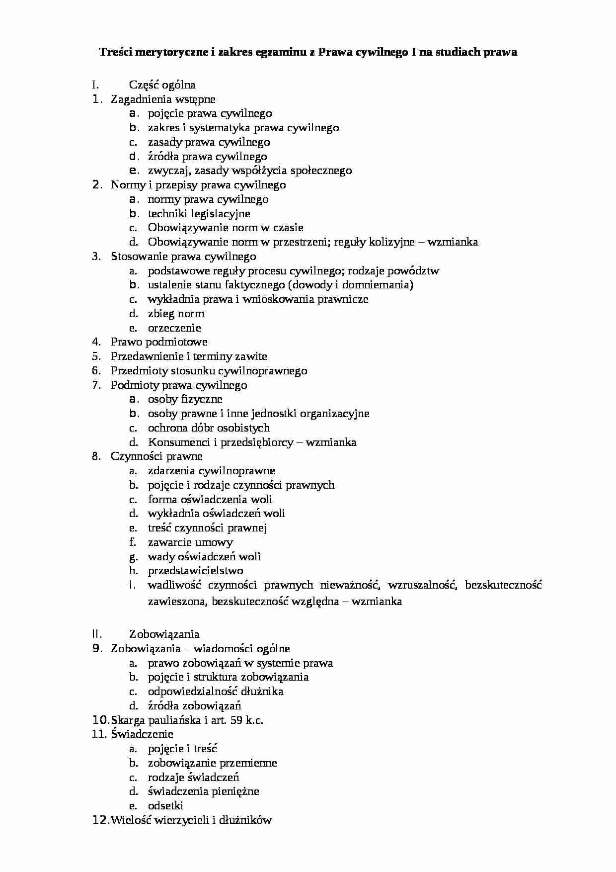 Zakres egzaminu prawo cywilne - strona 1