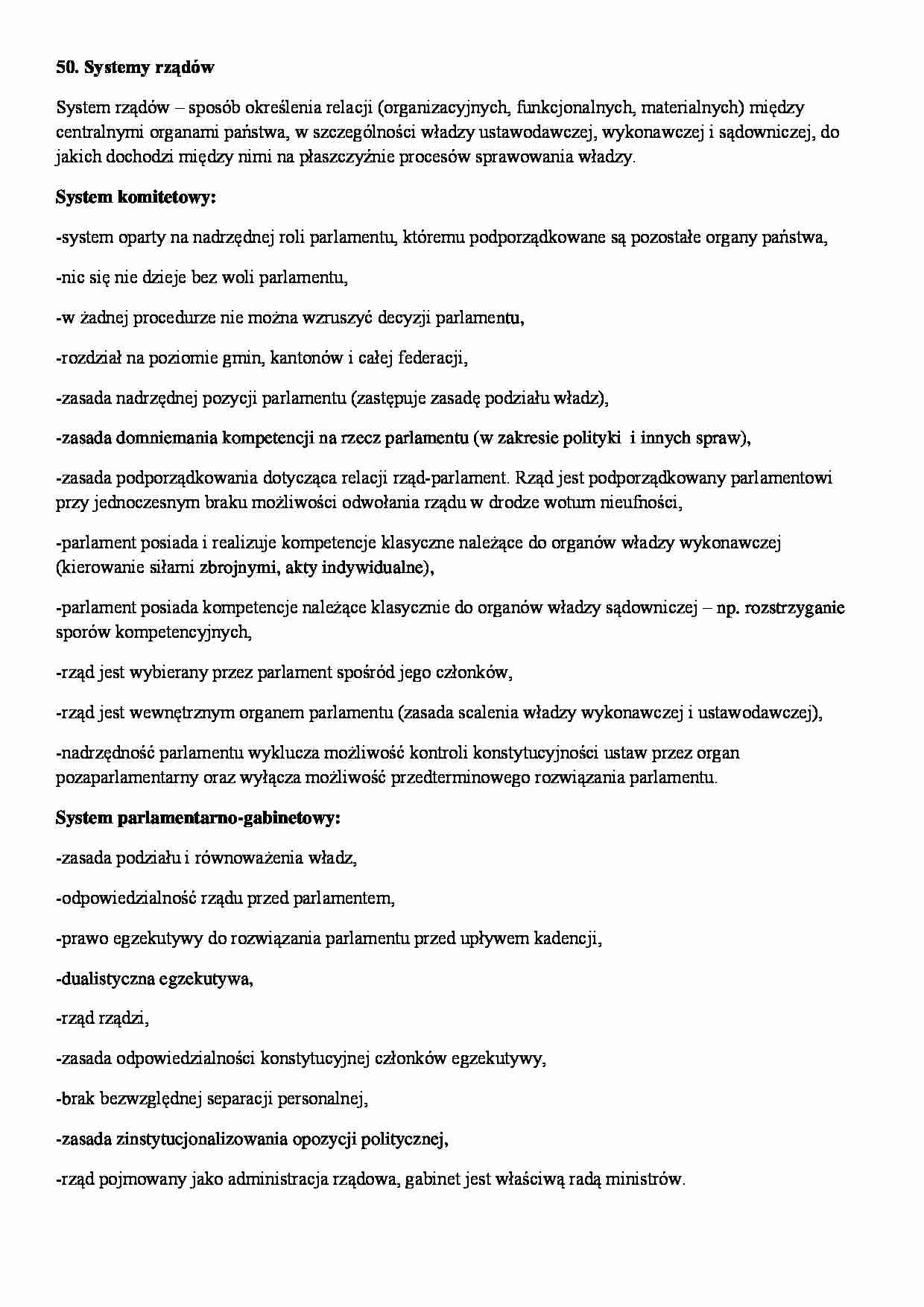 Systemy rządów - prawo konstytucyjne - strona 1