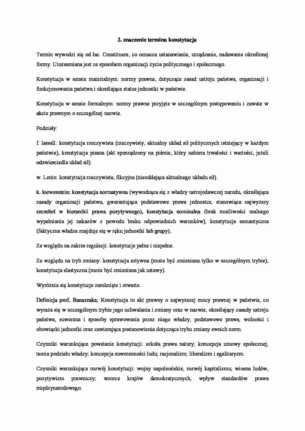 Znaczenie terminu konstytucja - strona 1