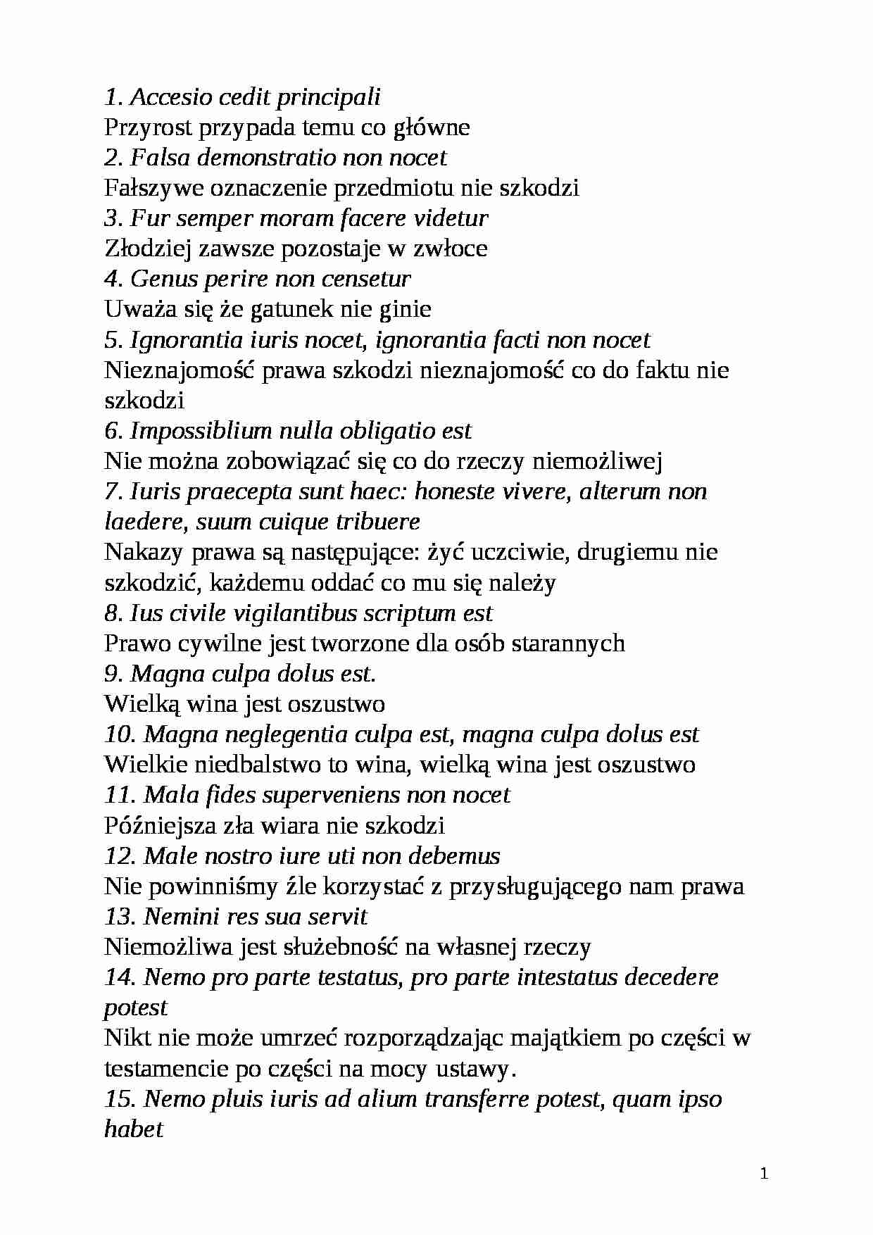 Paremie łacińskie - prawo rzymskie - strona 1