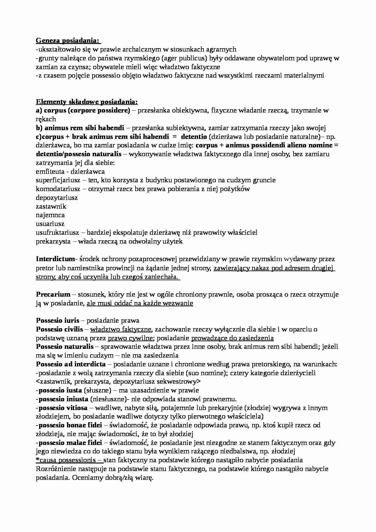 Posiadanie - prawo rzymskie - strona 1
