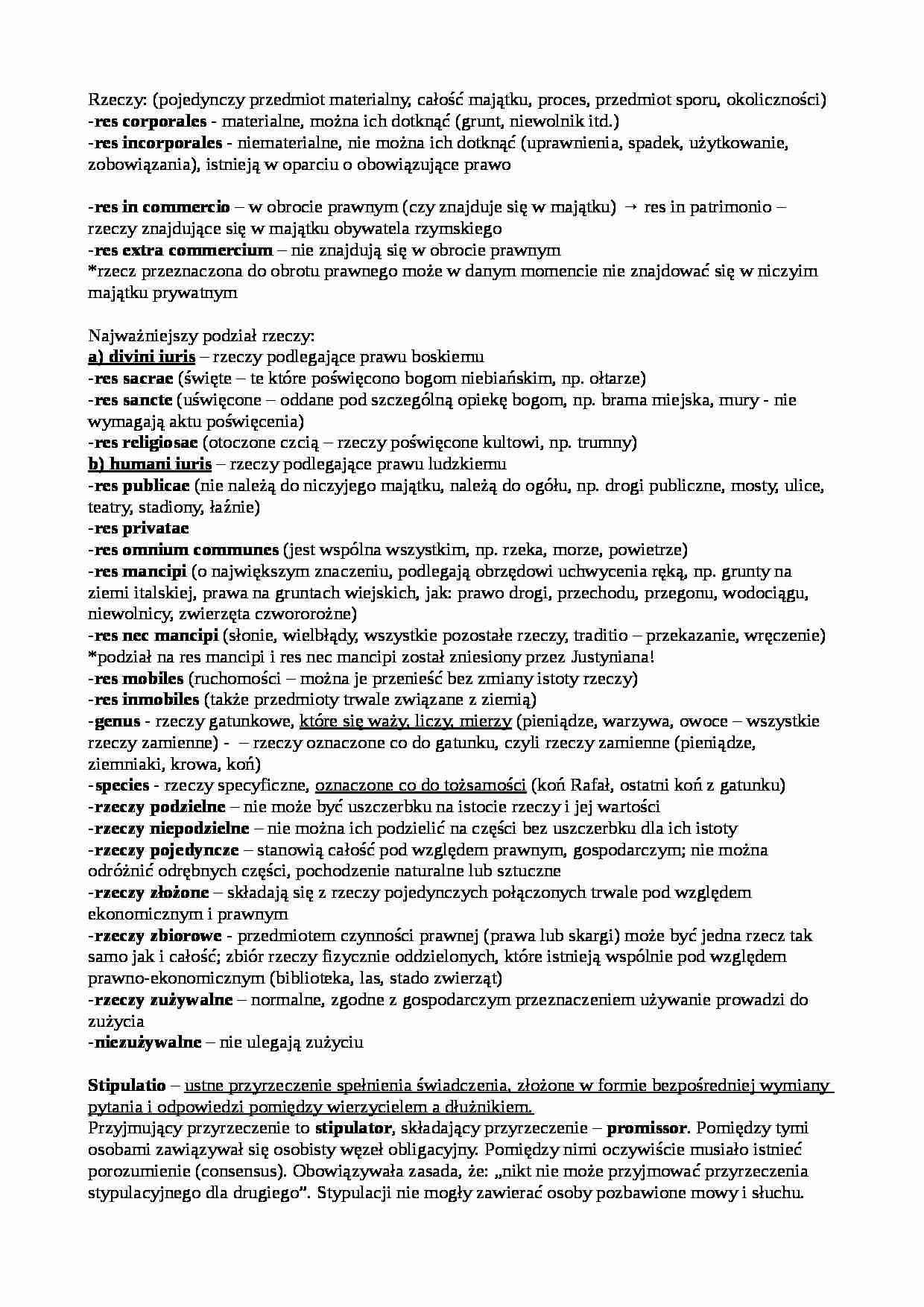 Rzeczy - prawo rzymskie - strona 1