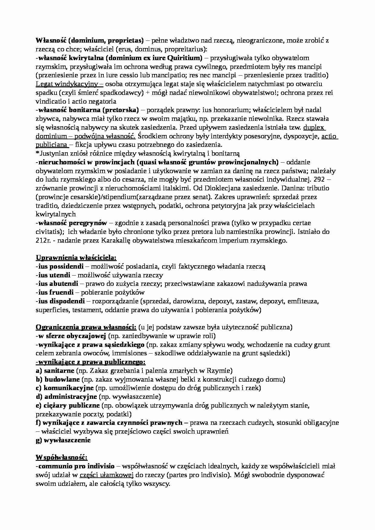 Własność - prawo rzymskie - strona 1
