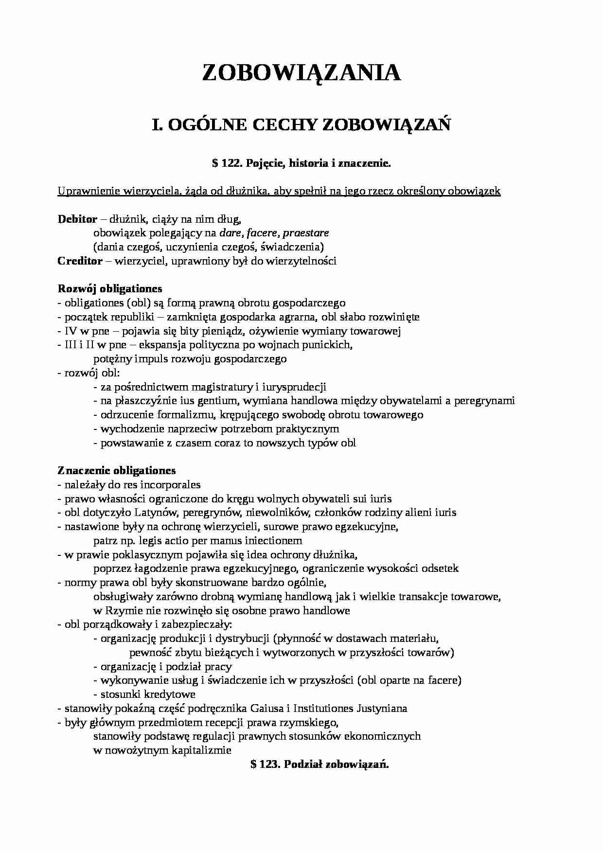 Ogólne cechy zobowiązań - strona 1