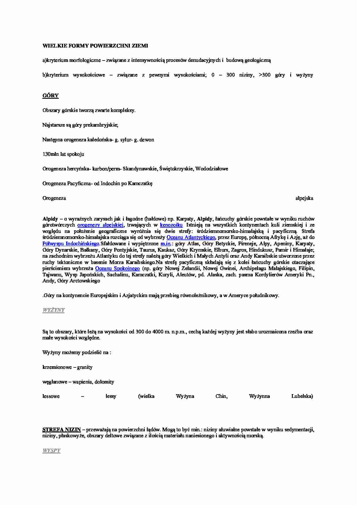 Wielkie formy powierzchni Ziemi - strona 1