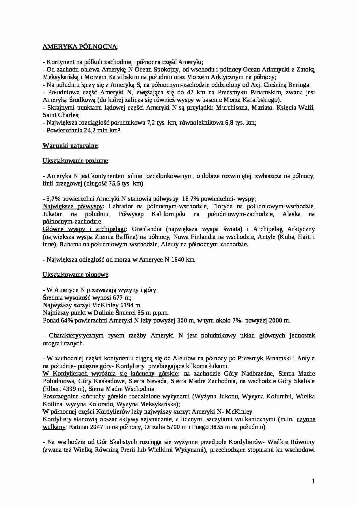 Ameryka Północna - kontynent - strona 1