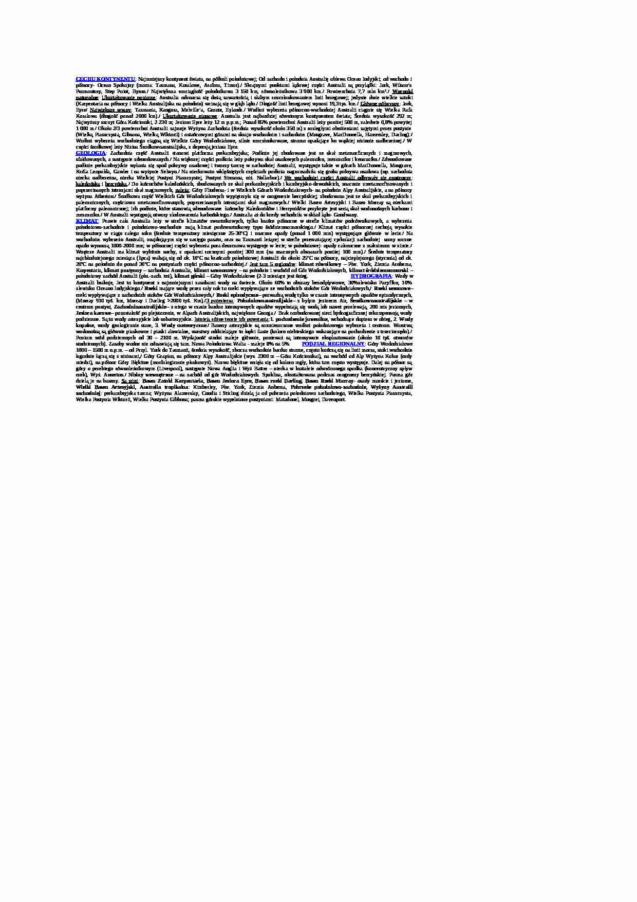 Australia - ściąga - strona 1