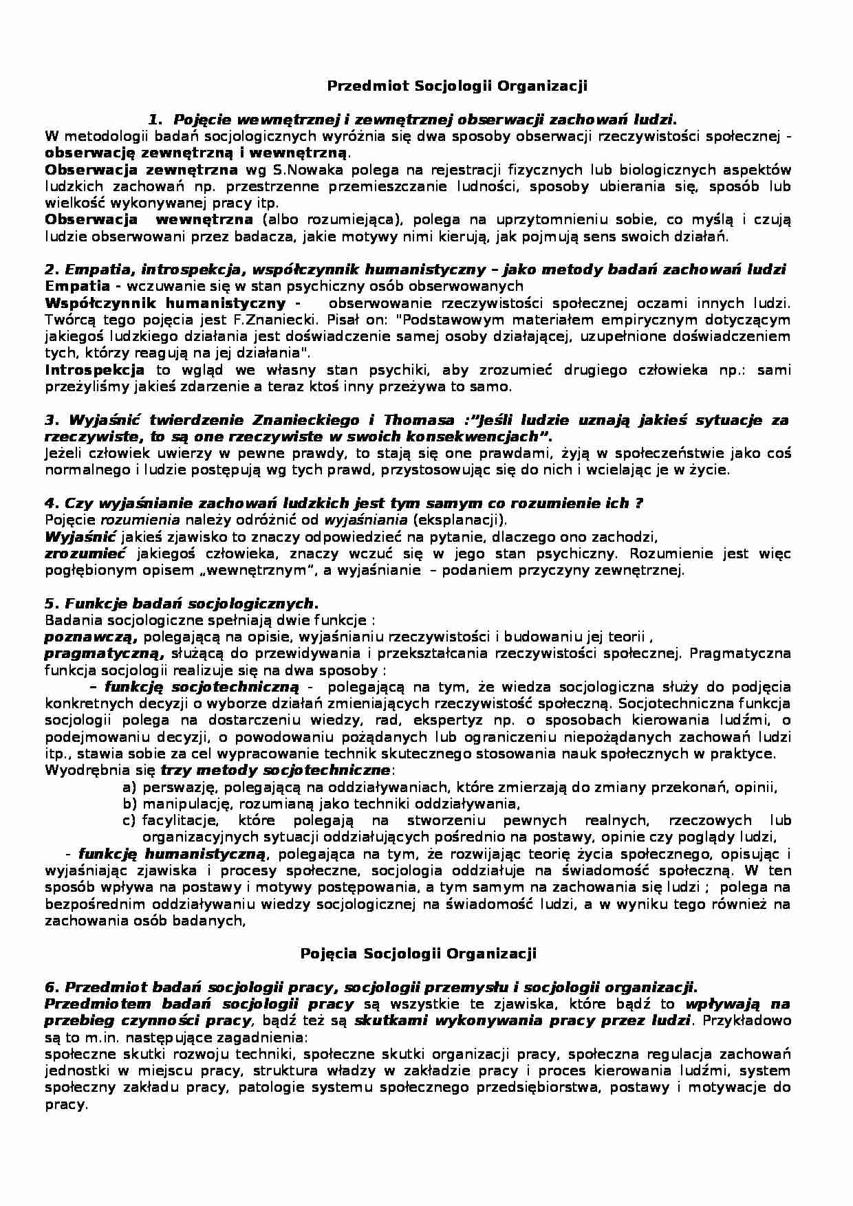 Socjologia organizacji - strona 1
